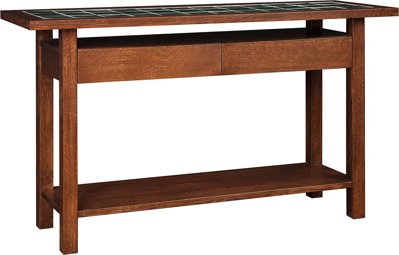 Modern Tile Top Console Table - Entryway Sofa Table with Storage Shelf | Perfect for Hallway, Living Room & Bedroom Decor