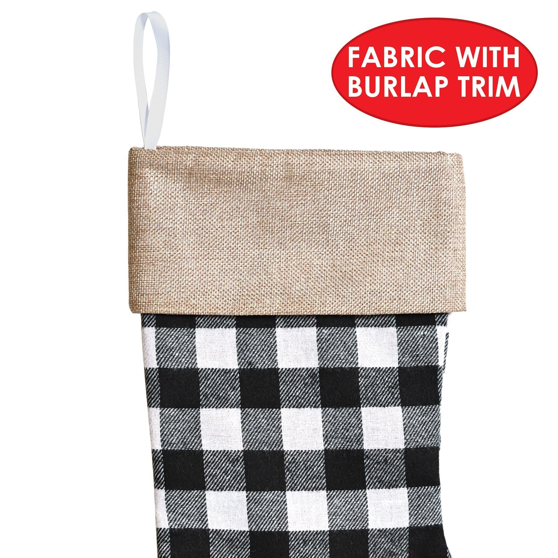 12 Pack Beistle Christmas Black and White Plaid Stockings - Classic Holiday Decor for Fireplace Mantel, Tree, and Festive Home Decorating