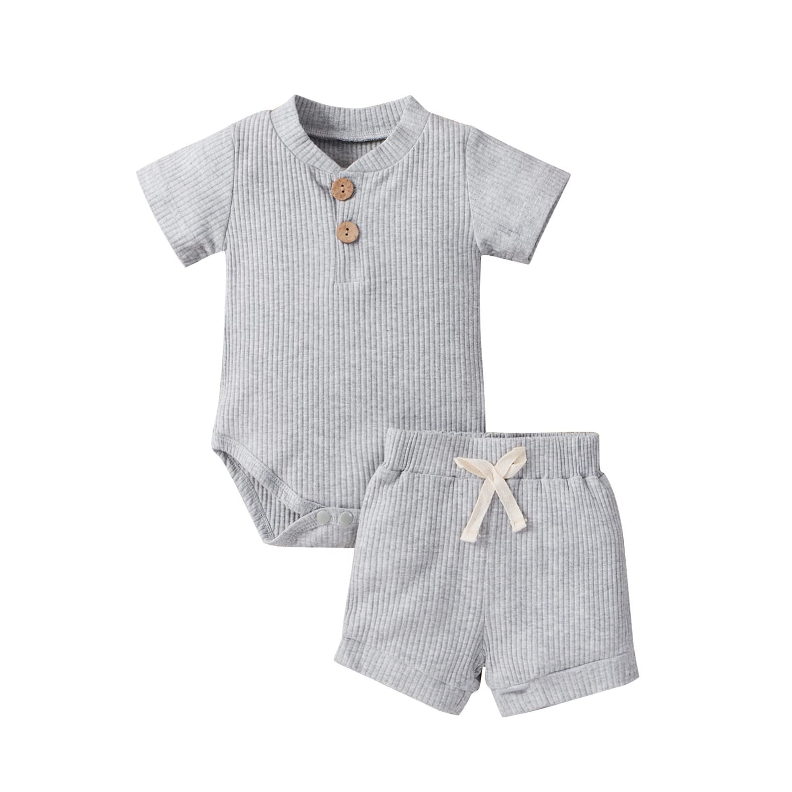 Newborn Baby Boy Girl Summer Clothes Set - Cotton Short Sleeve T-Shirt & Shorts Outfit for Infants & Toddlers | Perfect for Playtime, Beach Trips & Family Photos