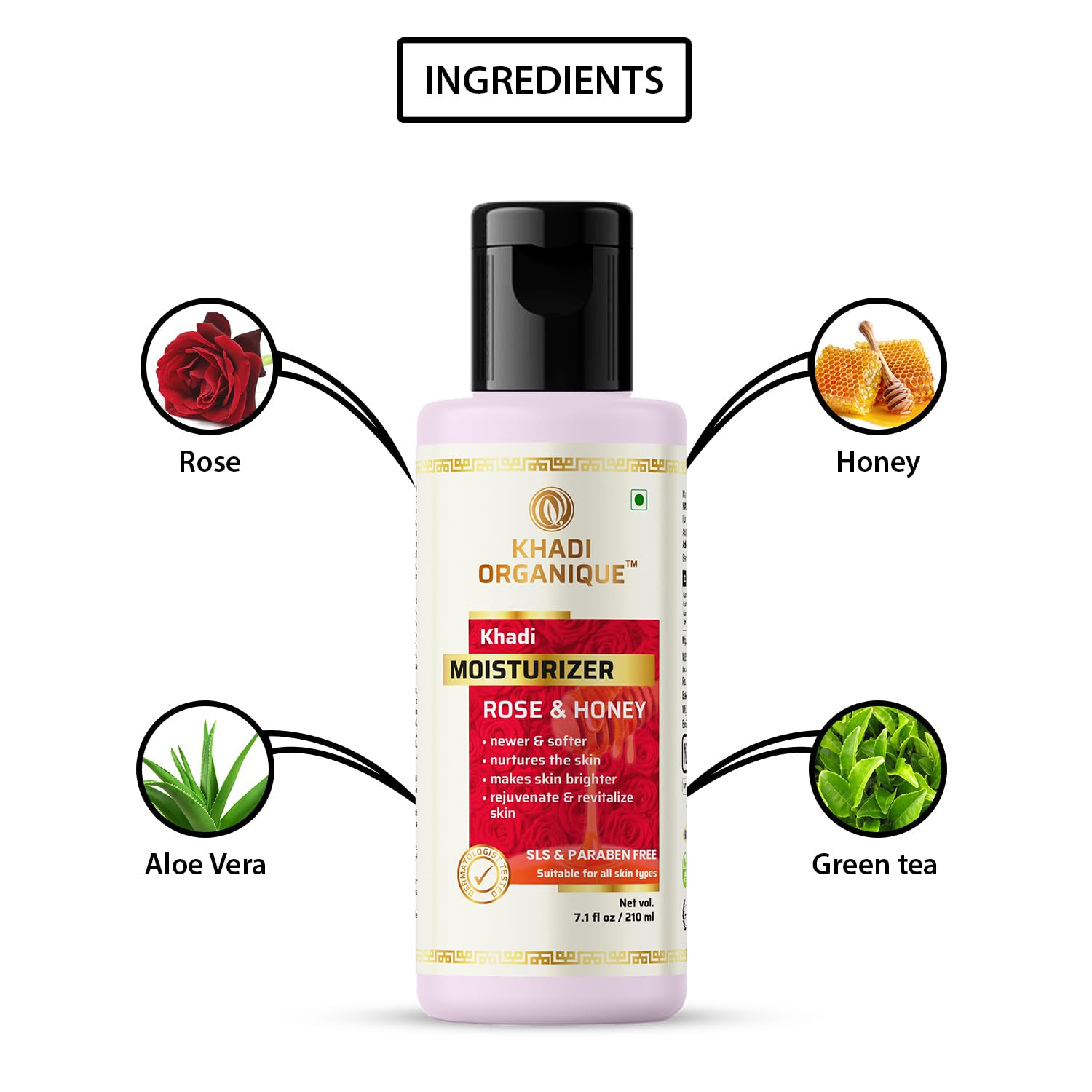 Khadi Organique Rose & Honey Moisturizer - Paraben Free, Natural Skincare - Pack of 4 - Hydrating Face Cream for Dry & Sensitive Skin - Perfect for Daily Use & Nighttime Routine