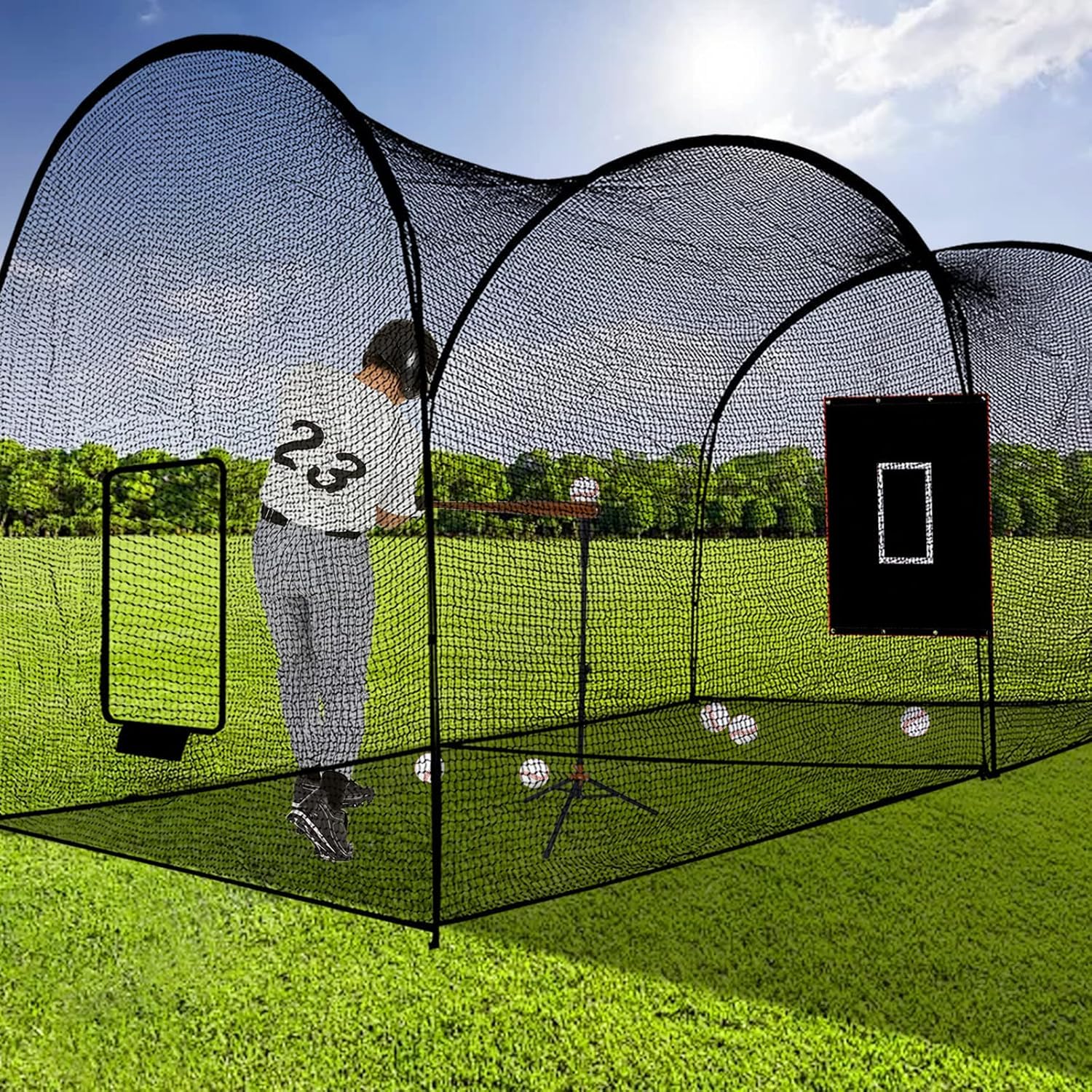 22x12x10FT Portable Baseball & Softball Batting Cage Net with Frame - Heavy Duty Hitting & Pitching Practice for Home, Backyard, Indoor & Outdoor Use - Perfect for Training, Games & Recreational Play
