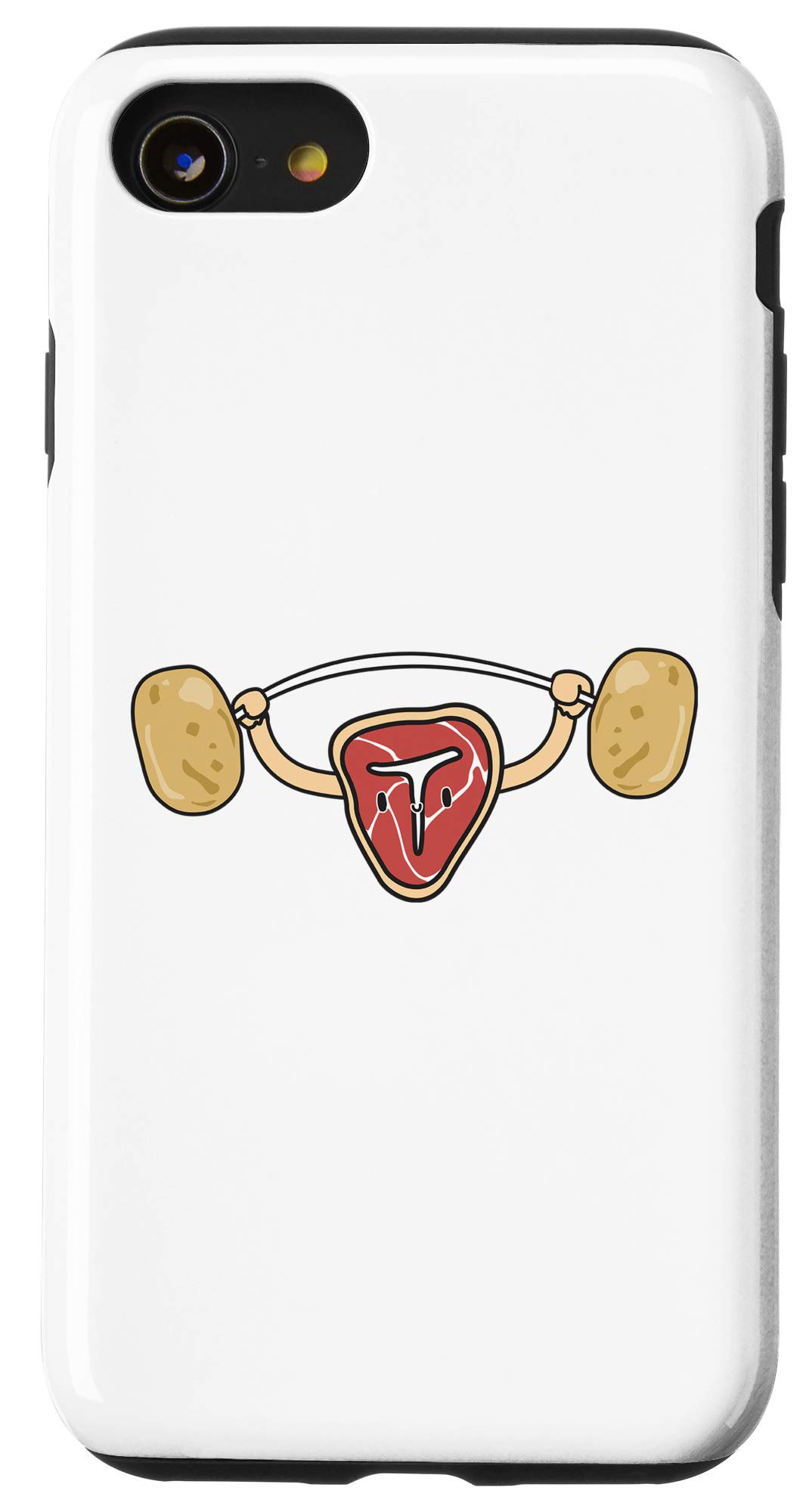 iPhone SE (2020)/7/8 Funny Food Gym Case - Steak & Potatoes Design for Squat & Barbell Workouts | Perfect for Fitness Enthusiasts & Gym Lovers