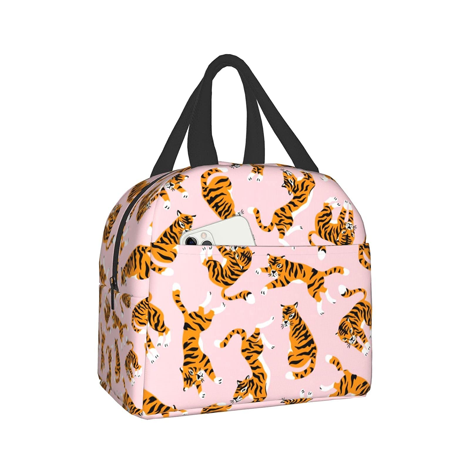 Pink Tigers Insulated Lunch Box for Kids - Reusable Thermal Lunch Bag for Boys & Girls - Perfect for School, Camping, Hiking, Picnic, Beach & Travel