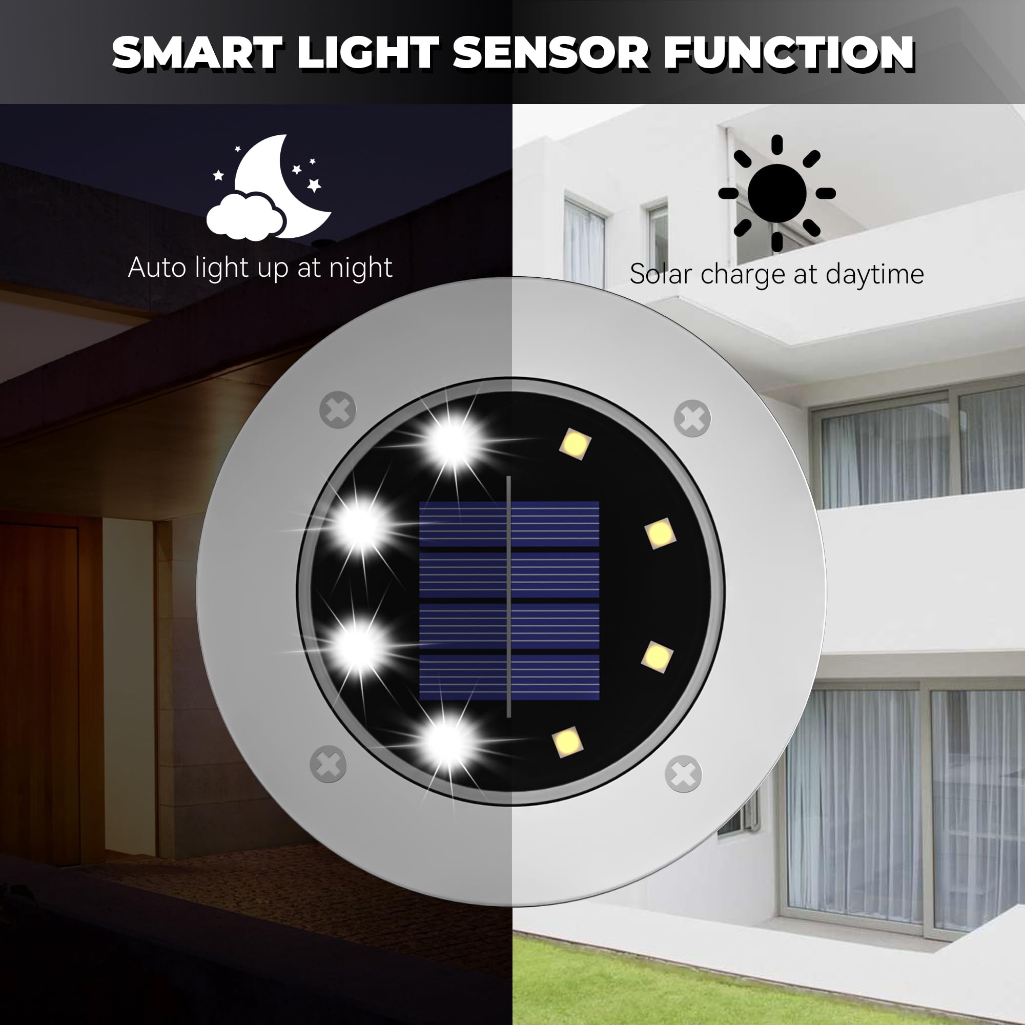 12 Pack Solar Lights Outdoor Waterproof - Bright Solar Garden Lights for Yard, Pathway, Lawn, Patio, Driveway & Walkway - White LED Landscape Lighting for Outdoor Decor & Nighttime Safety
