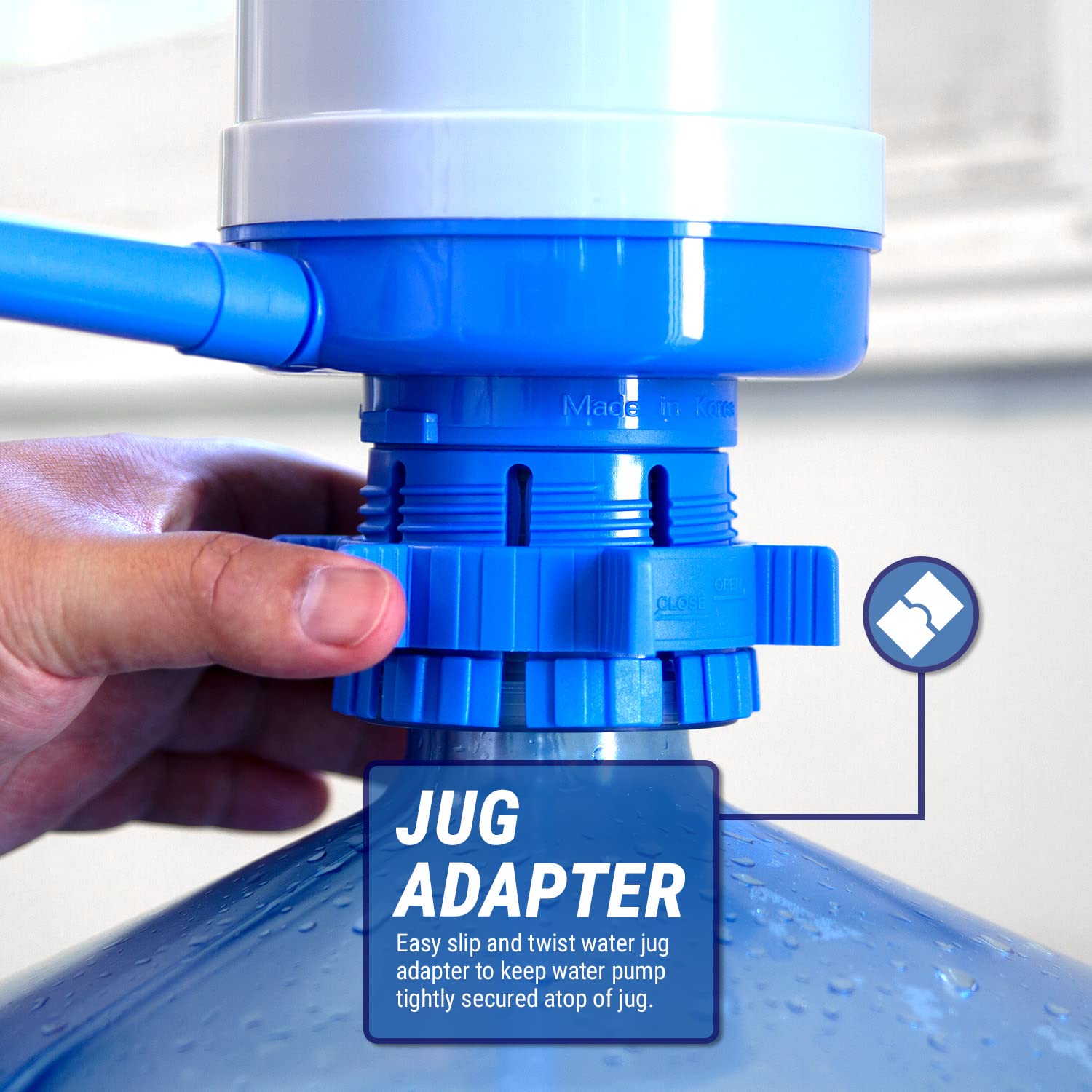 BPA-Free Manual Drinking Water Pump for 5 Gallon Bottles (52mm-55mm Crown-Top) - Portable Water Dispenser for Home, Office, Camping & Emergency Use