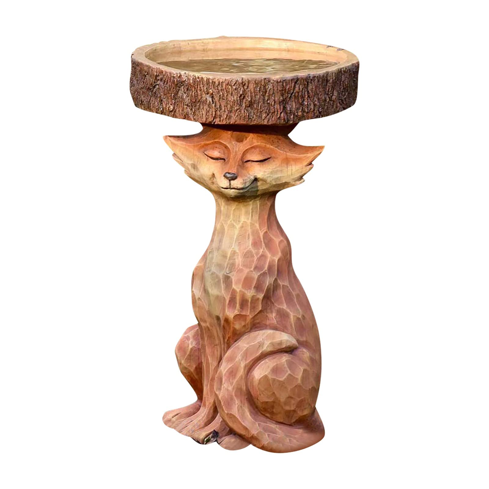 JSDS Smile Fox Resin Bird Bath - Vintage Outdoor Garden Decor with Animal Model, Perfect for Attracting Birds & Enhancing Backyard Aesthetics | Ideal for Patio, Lawn, and Flower Bed Decoration