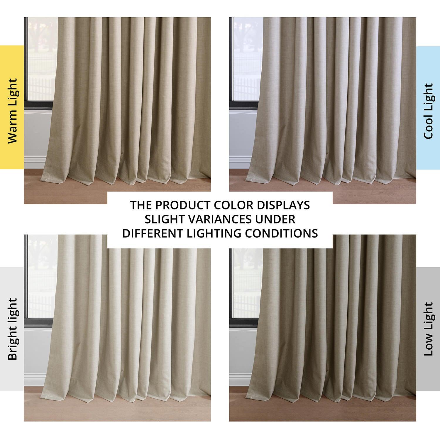 Light Beige Grommet Blackout Curtains - Premium Linen Fabric for Bedroom & Hotel Use - Noise Reducing & Thermal Insulating Window Treatments for Home Decor