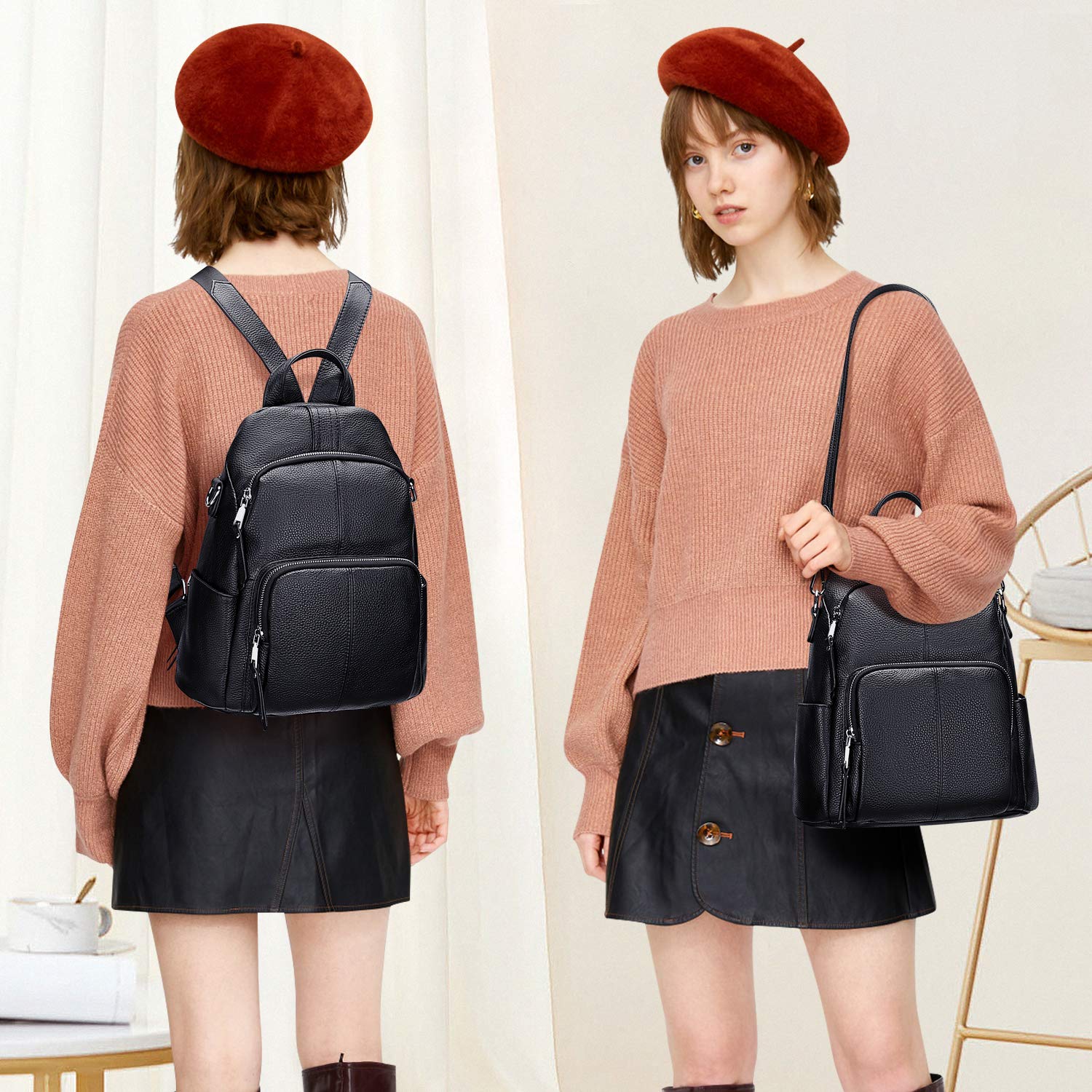 ALTOSY Soft Leather Backpack Purse for Women - Stylish Versatile Shoulder Bag for Work, Travel & Daily Use | Durable & Comfortable