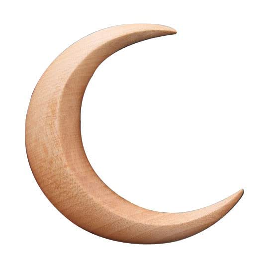 Hand Carved Wooden Crescent Moon Hair Fork for Women - Moon Barrette & Hair Stick - Natural Wood Hair Comb for Thick Hair Styling (2.95