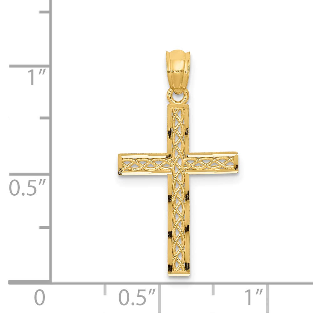 FJC Finejewelers 14k Yellow Gold Filigree Cross Charm Pendant - Elegant Religious Jewelry for Women, Perfect for Gifts, Daily Wear & Special Occasions