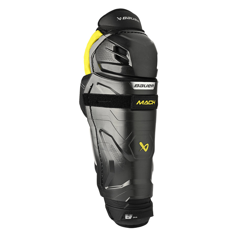 Bauer Supreme Mach Junior Ice Hockey Shin Guards - Youth Protective Gear for Ice Skating & Hockey Training - Perfect for Games, Practice & Safety on Ice