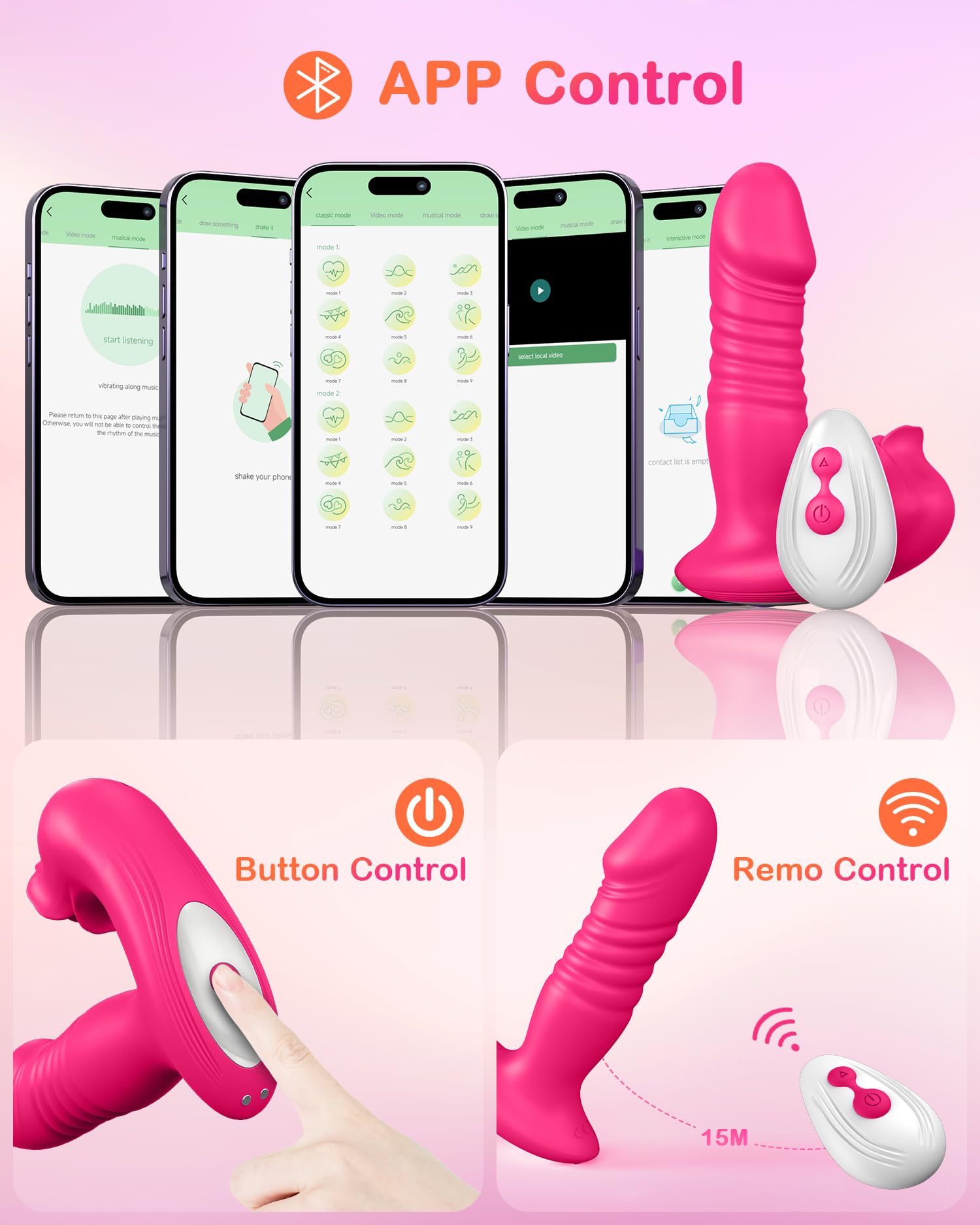 Upgraded Rose Sex Toy for Women - 9 Sucking & Thrusting Vibrating Modes, G Spot Clit Nipple Stimulator, Wearable Vibrator (Red) - Perfect for Solo Play, Couples Intimacy & Sensual Massage
