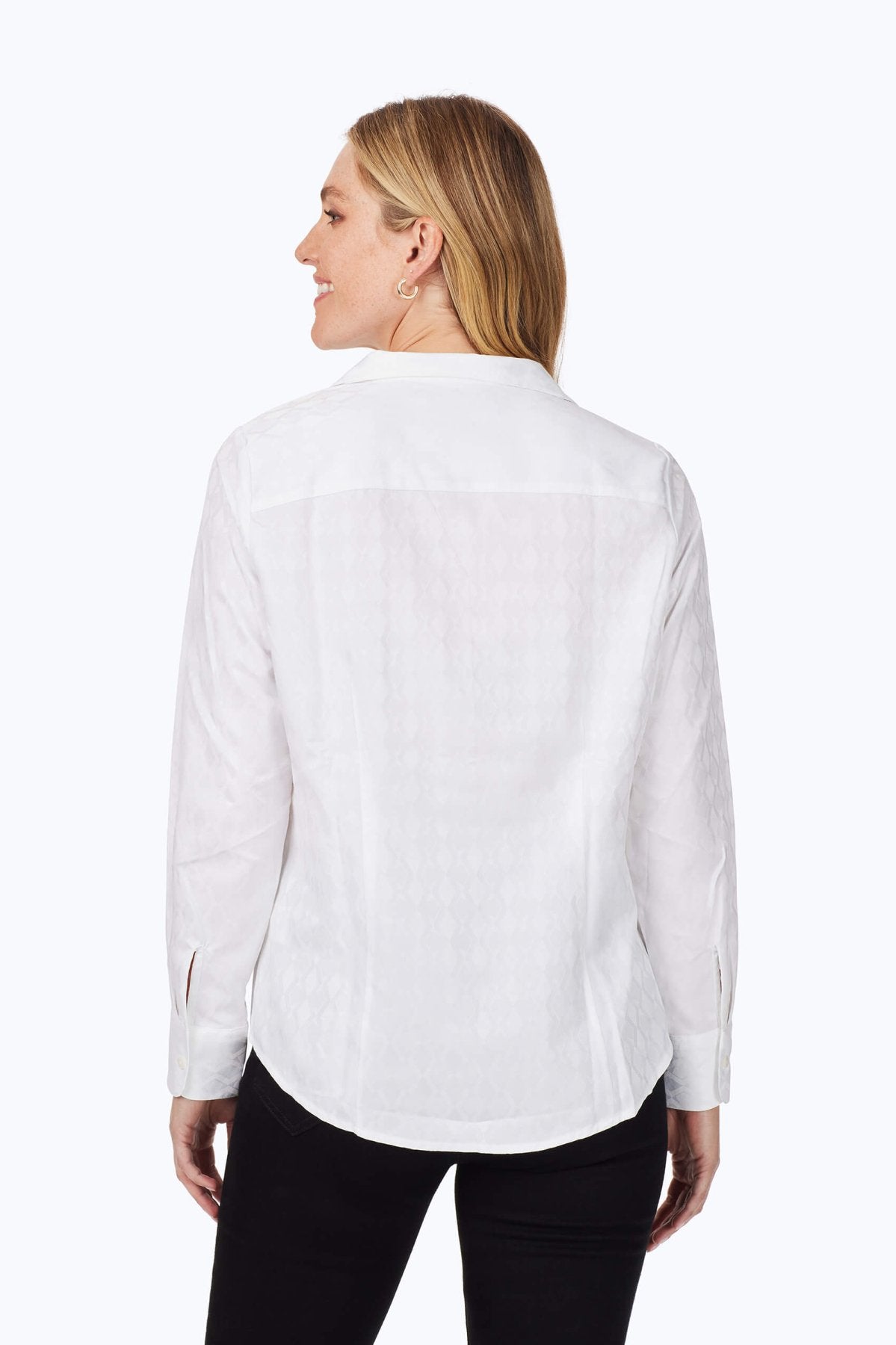 Monica Geo Jacquard Long Sleeve Shirt for Women | Stylish Printed Blouse | Perfect for Office, Casual Wear & Date Nights