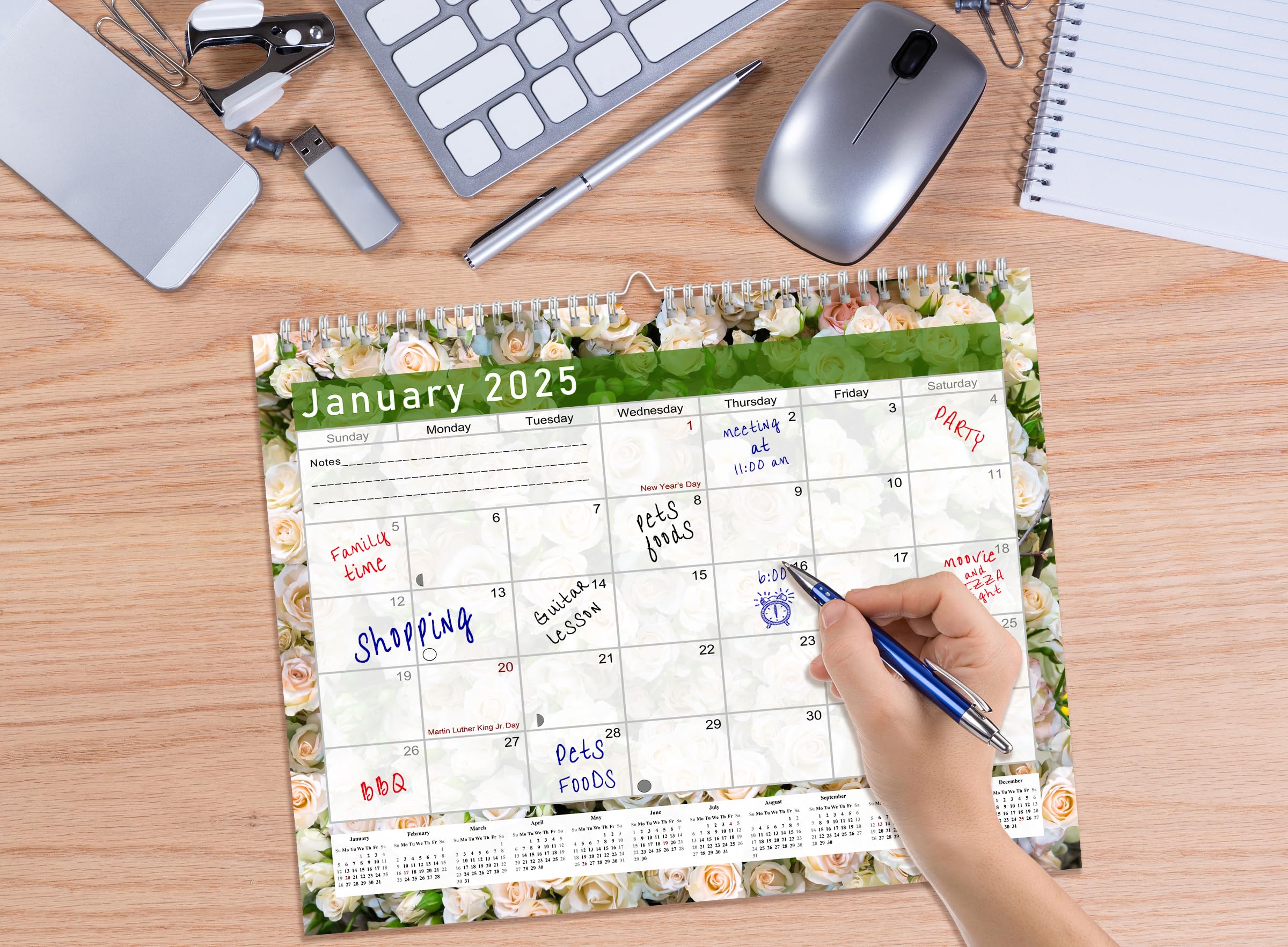 2024-2025 18-Month Spiral Bound Wall & Desk Calendar Planner - Monthly Organizer for Office, Home & School (Edition #023) - Perfect for Scheduling, Goal Tracking & Productivity