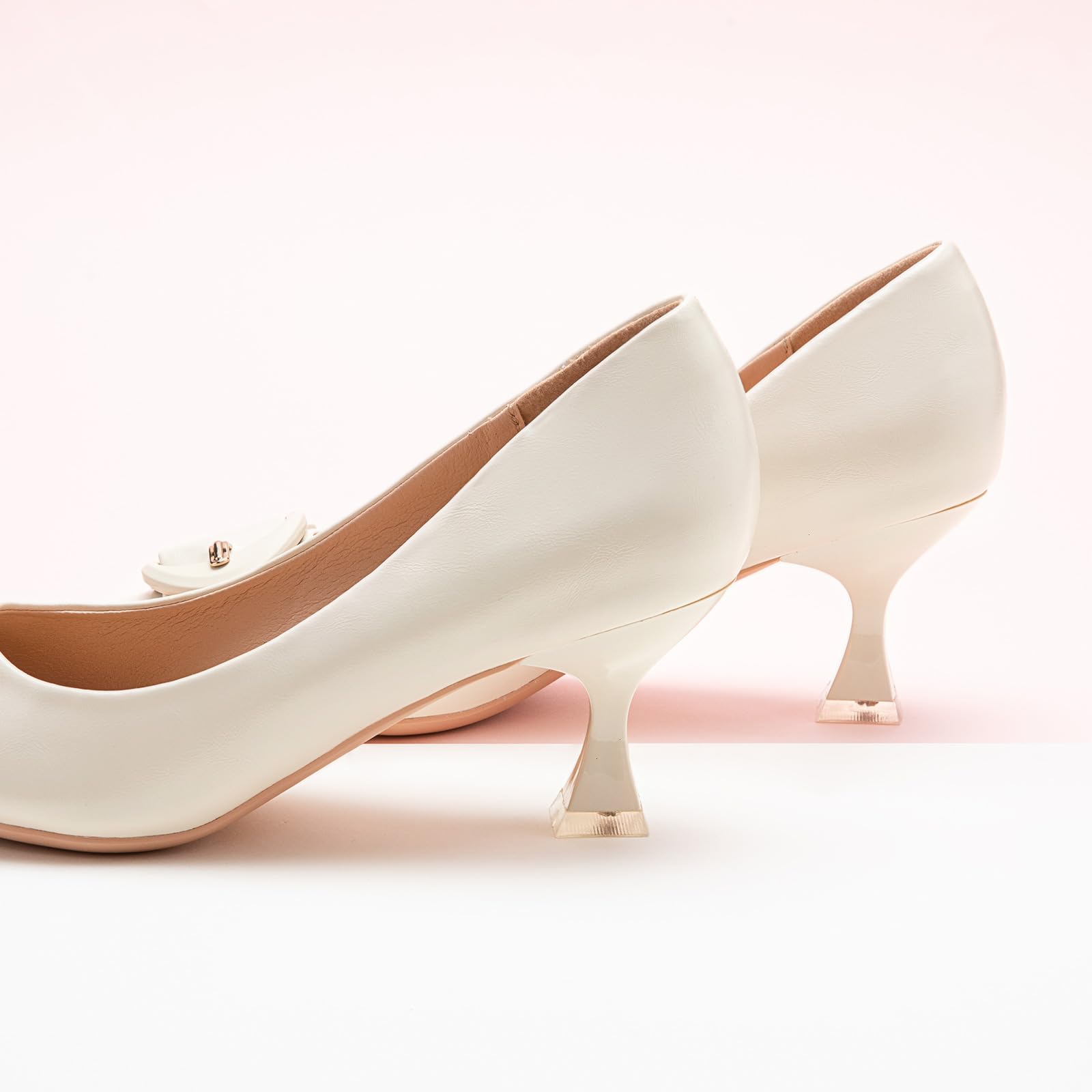 C.Paravano Women's Leather Pumps - Low Heel Designer Shoes for Women | Comfortable Kitten Heels & Short Heels | Perfect for Office, Wedding & Formal Occasions