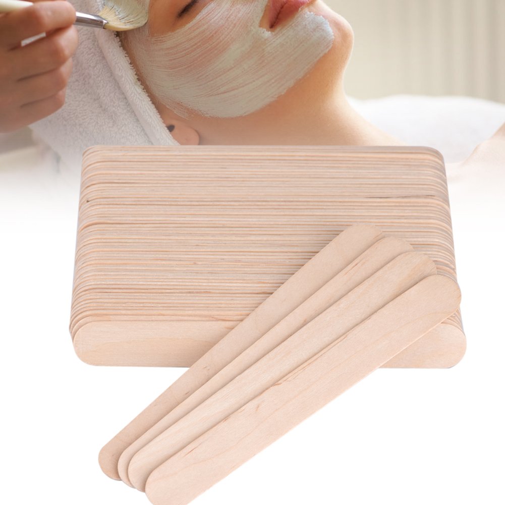 100Pcs Disposable Wooden Waxing Sticks - Wax Spatula Applicator & Tongue Depressor for Hair Removal, DIY Crafts, and Medical Use - Perfect for Salons, Spas, and Home Waxing Kits