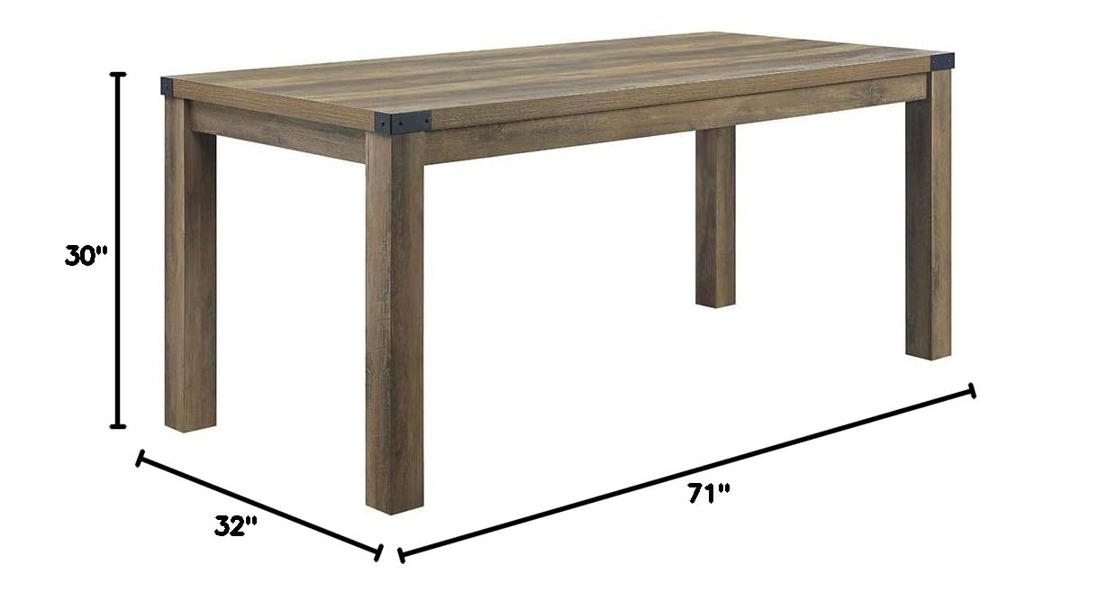 Acme Abiram Rustic Oak Wooden Rectangular Dining Table - Perfect for Farmhouse Kitchens, Dining Rooms & Outdoor Entertaining