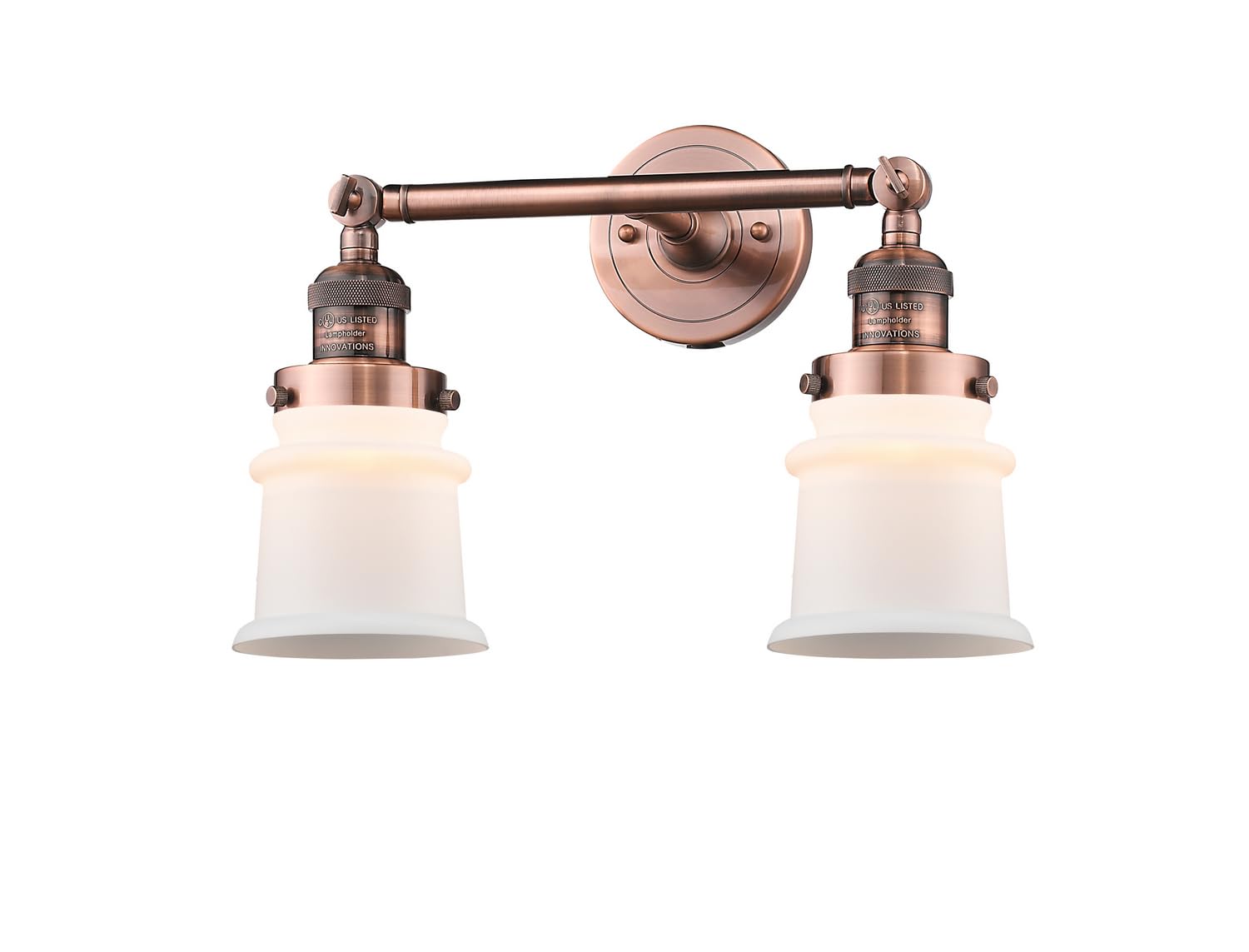 Franklin Restoration Collection Antique Copper 2-Light Bathroom Vanity Light - Small Canton Design with LED Bulbs Included, Perfect for Bathroom, Powder Room, or Dressing Area Lighting