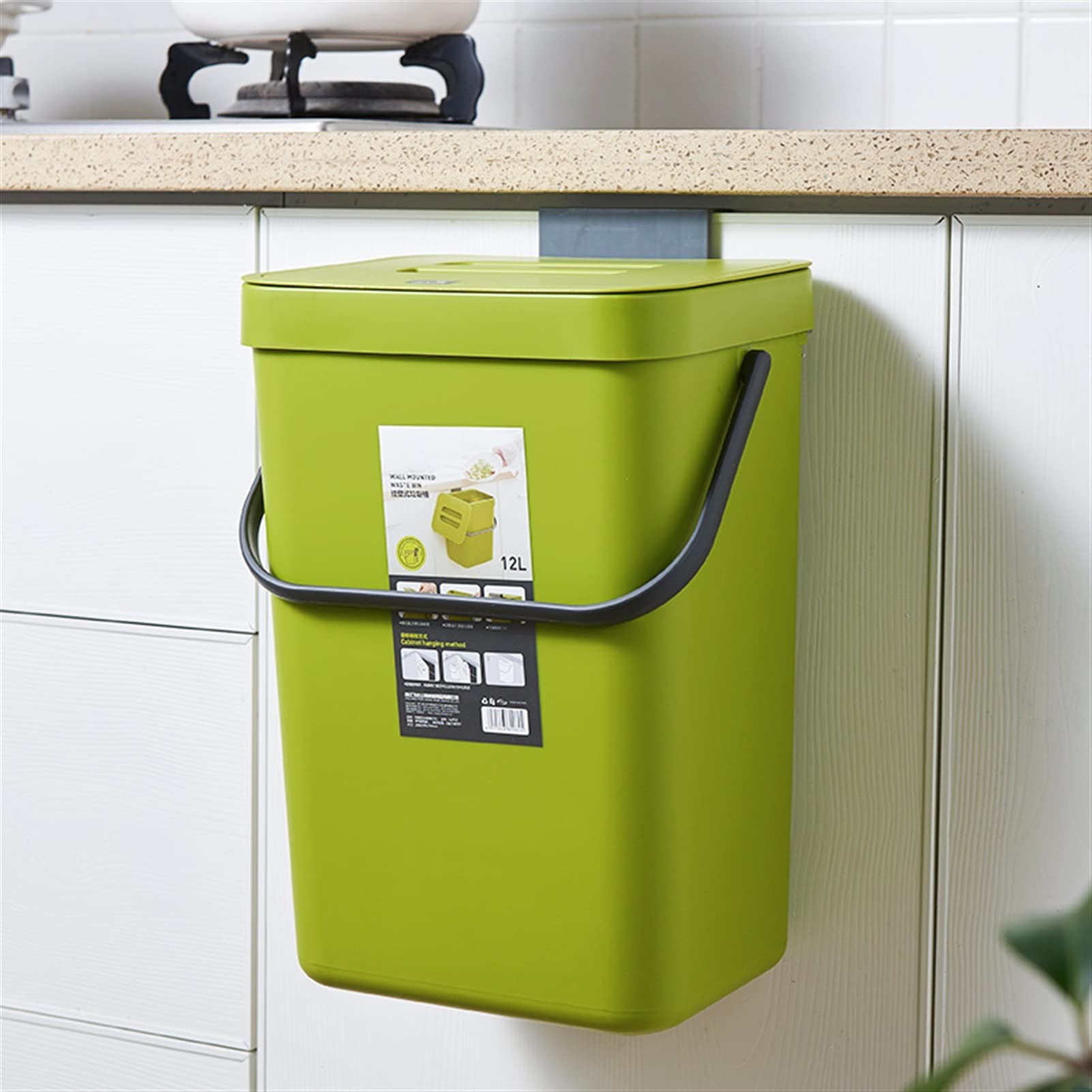 Eco-Friendly Kitchen Compost Bin with Lid - Under Sink Hanging Trash Can for Countertop, Cabinet Door & Recycling - Perfect for Organic Waste Disposal in Home & Office
