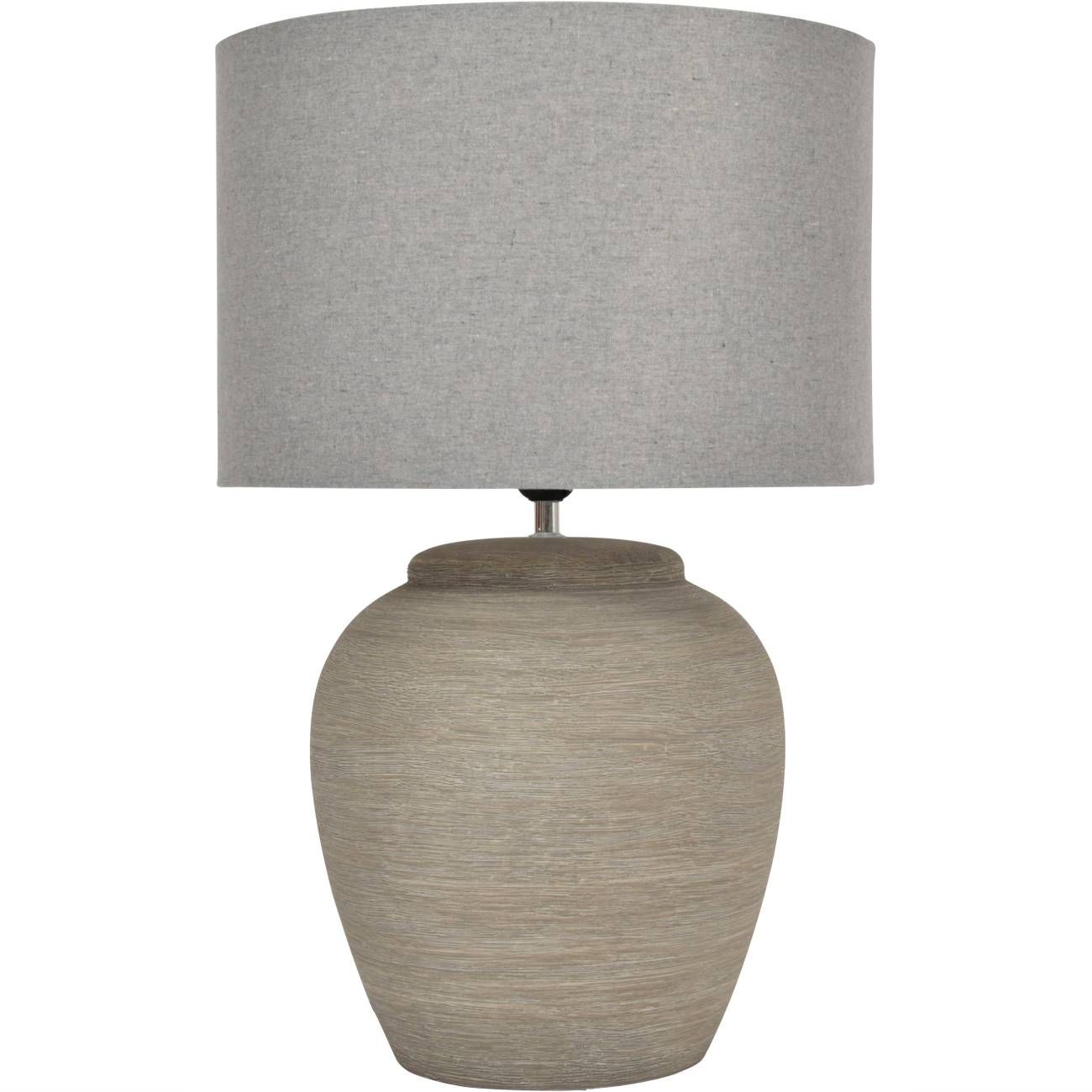 Elegant Baslow Etched Grey Ceramic Table Lamp with Fabric Shade - Small & Large Size for Bedroom, Living Room, or Office Decor