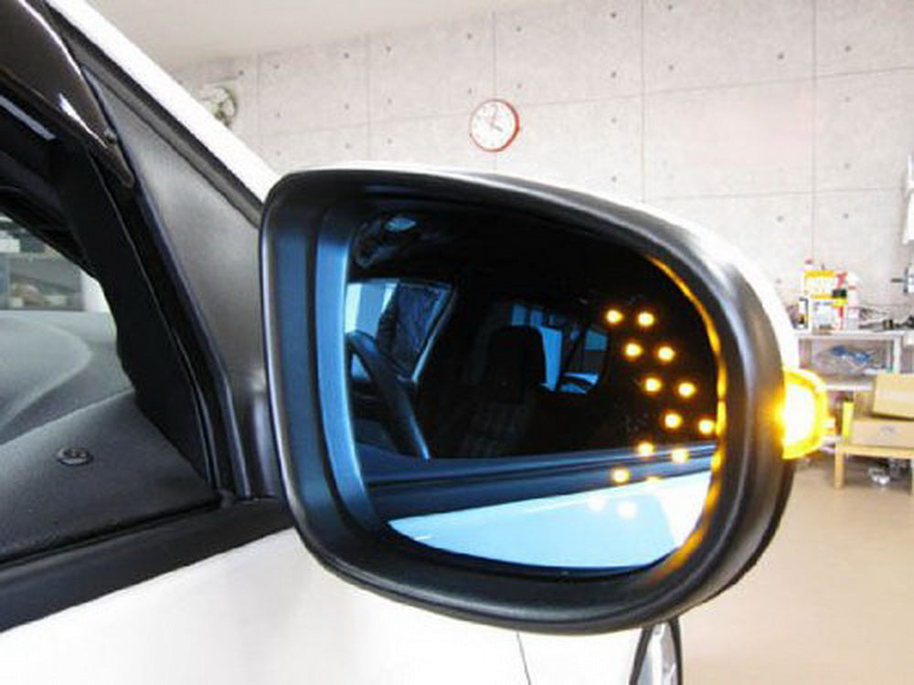 2 Pack Amber 14 SMD LED Arrow Turn Signal Lights for Car Side Mirrors - Waterproof Blinker Upgrade for Safer Lane Changing & Night Driving