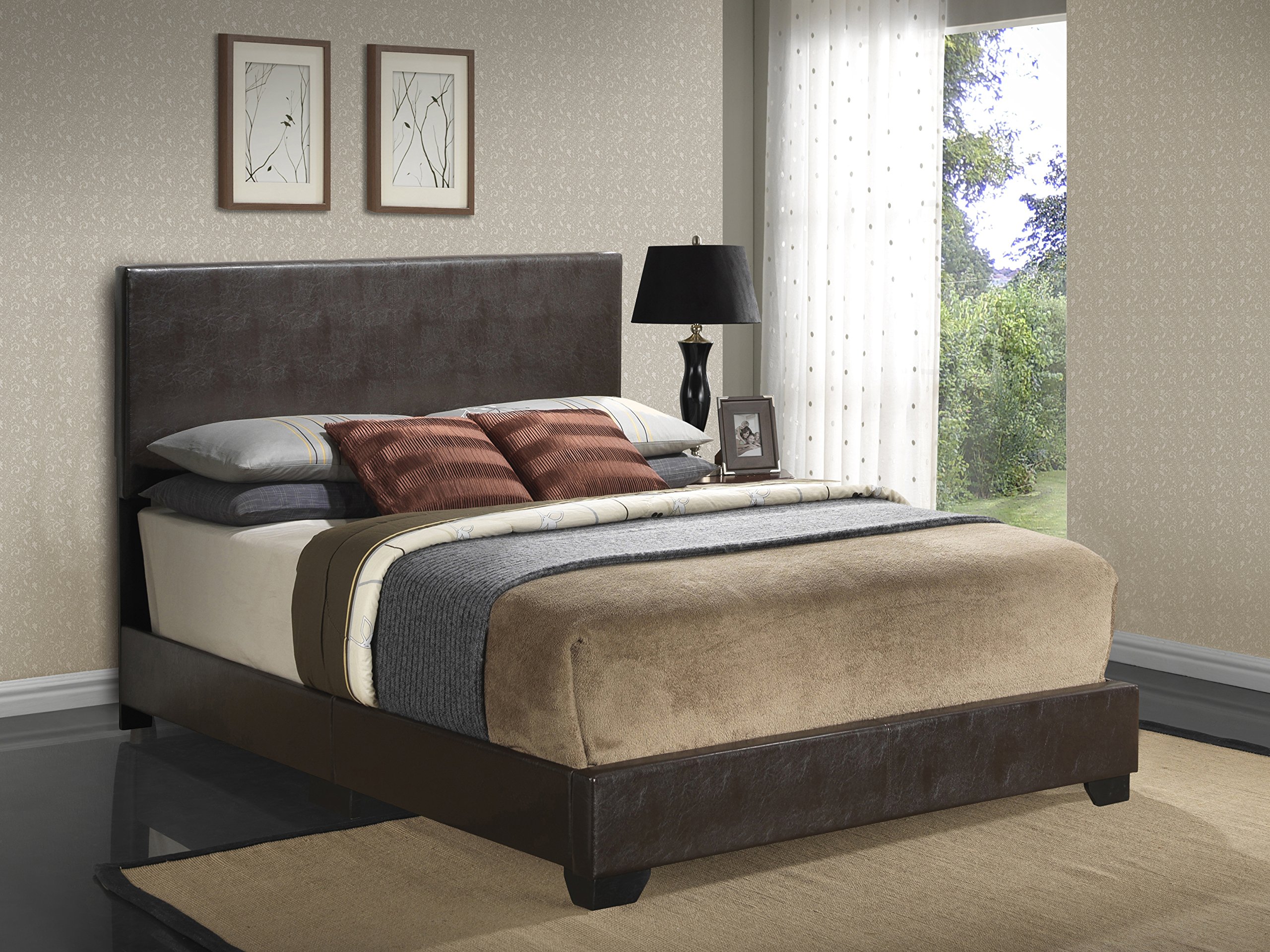 Glory Furniture G1800-KB-UP King Size Sleigh Bed in Cappuccino Finish with 3 Storage Drawers - Perfect for Master Bedroom & Guest Room Decor