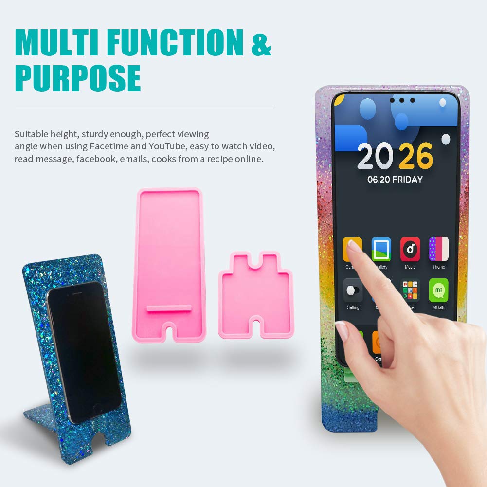 Premium Silicone Resin Phone Stand Mold - DIY Epoxy Resin Craft Holder for Smartphones | Perfect for Crafting, Desk Organizers & Gift Making