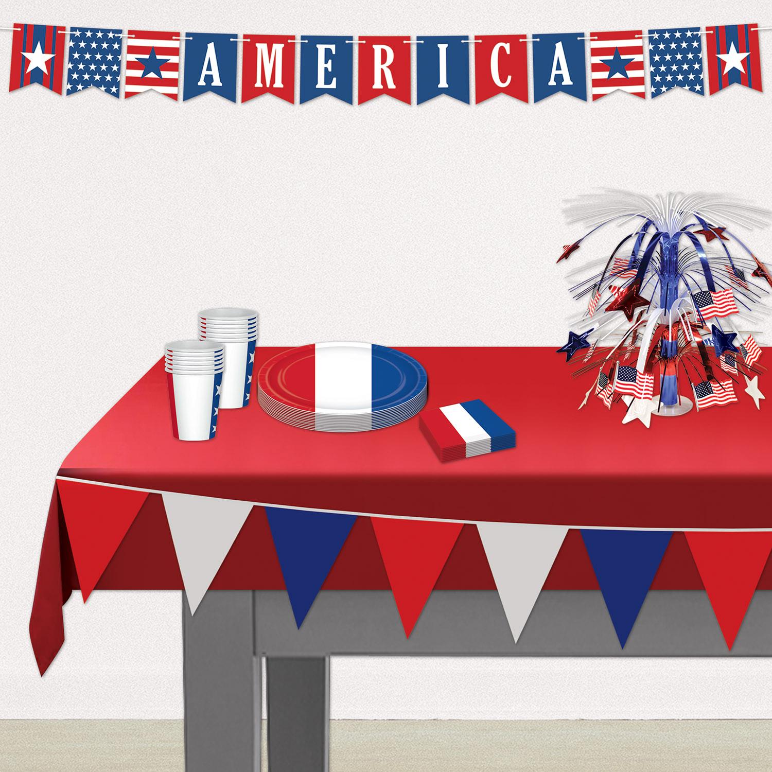 Beistle 12 Pack 120 ft Red White Blue Patriotic Party Pennant Banner - Perfect for 4th of July, Memorial Day, and Independence Day Decorations