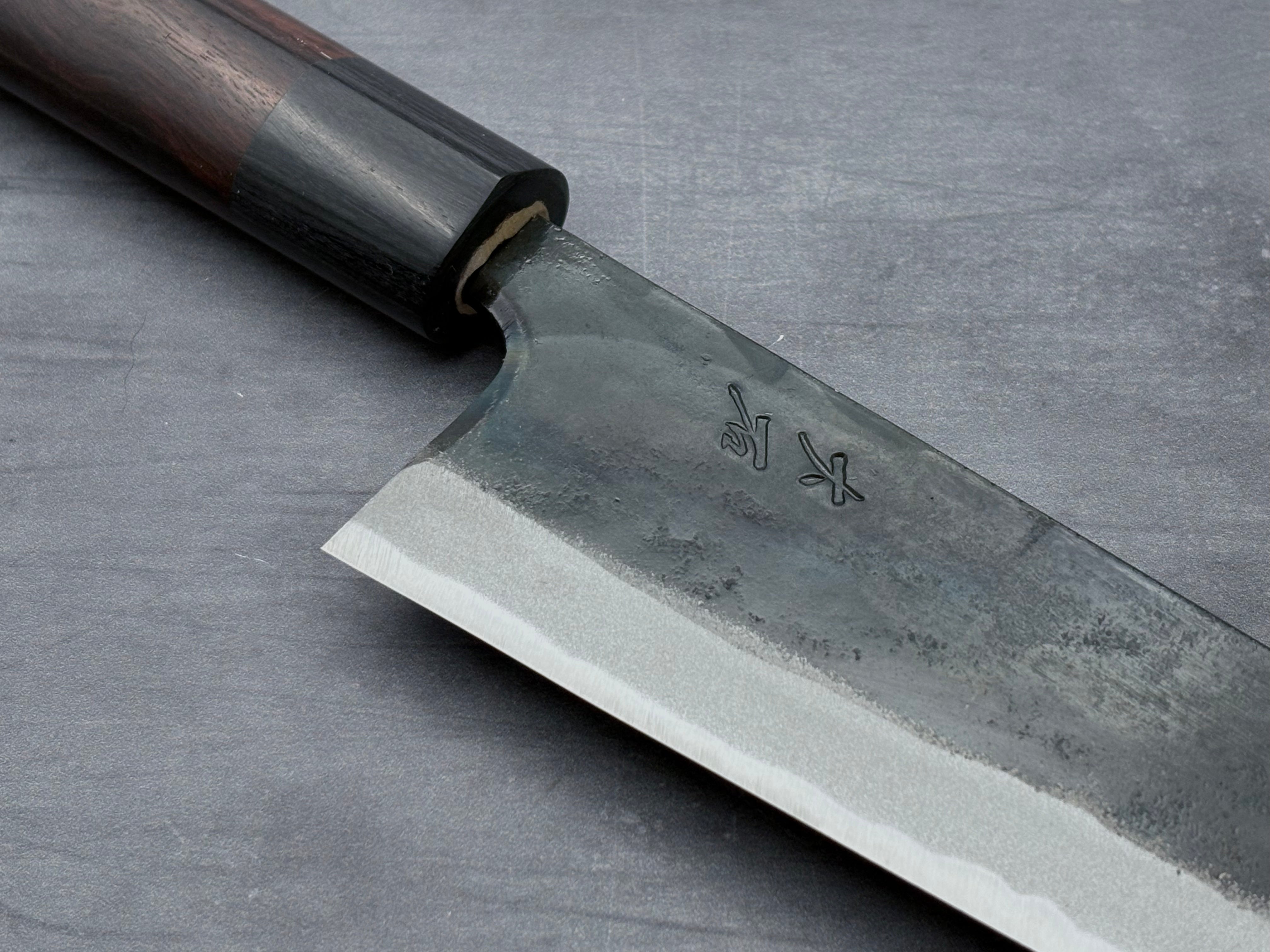 Premium Ohishi Aogami #1 Kurouchi Bunka Knife - Japanese High Carbon Steel Chef Knife for Slicing, Dicing & Precision Cutting - Perfect for Home Chefs & Professional Kitchens