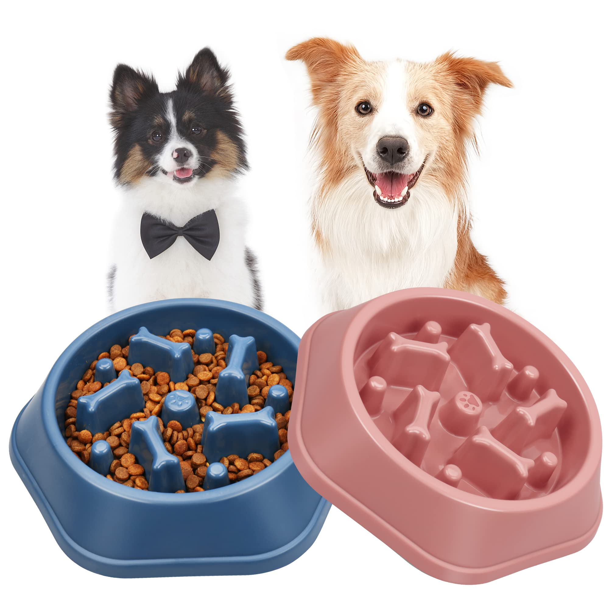 UPSKY Slow Feeder Dog Bowl - Anti-Choking Puzzle Bowl for Small & Medium Dogs | Interactive Bloat Prevention & Non-Slip Design | Perfect for Fast Eaters & Mealtime Enrichment (Blue & Pink) - Great for Training, Portion Control & Digestive Health