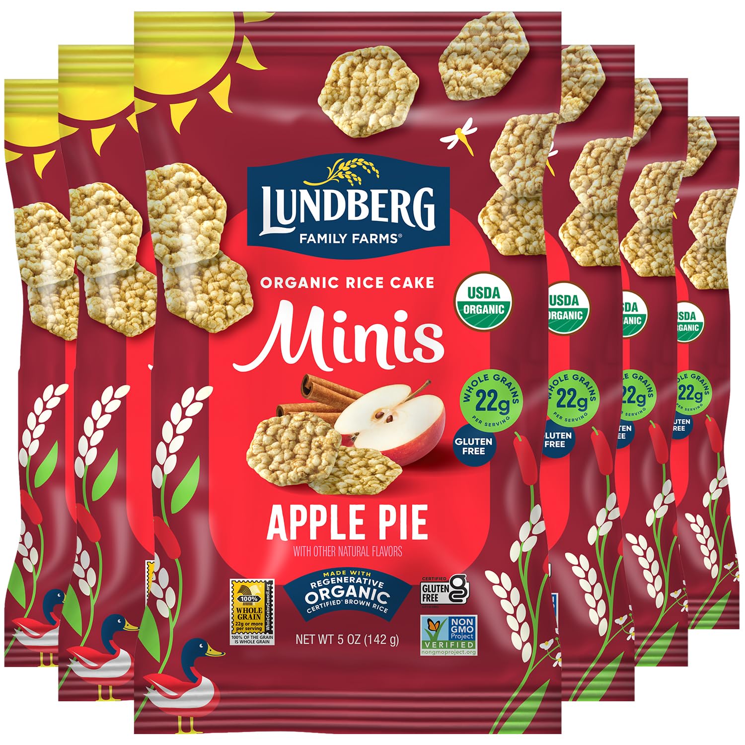 Organic Rice Cake Minis, Apple Pie, 6-Pack – Healthy Vegan Snacks for On-the-Go