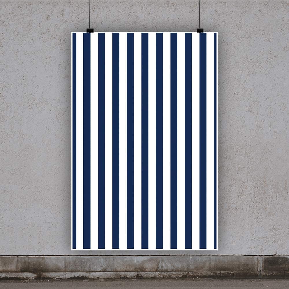 Laeacco 5x7ft Navy Blue & White Stripes Vinyl Photography Backdrop - Abstract Design for Baby Shower, Kids Birthday Party, Home Decor, Portrait Studio & Room Decoration (Ideal for Photo Booths, Social Media Content & Professional Photography)