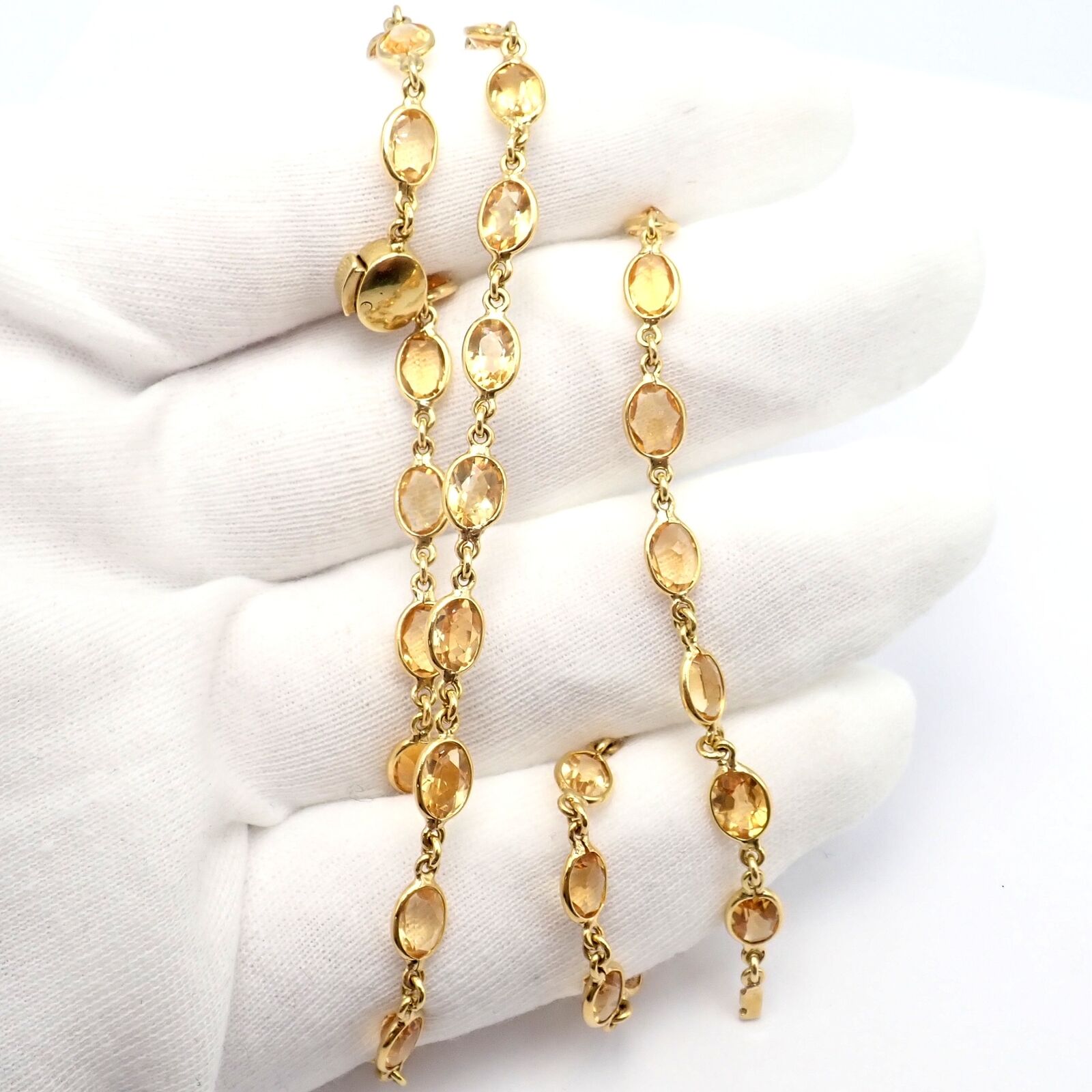 Authentic Laura Munder 18k Yellow Gold Citrine Long 24 Necklace - Elegant Statement Jewelry for Women, Perfect for Parties, Weddings & Special Occasions