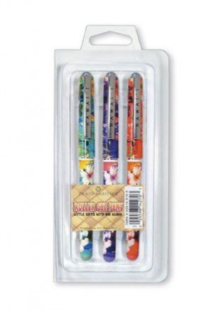 Hibiscus Palm Roller Gel Pens Set of 3 - Smooth Writing Floral Design Pens for Journaling, Note Taking & Office Use