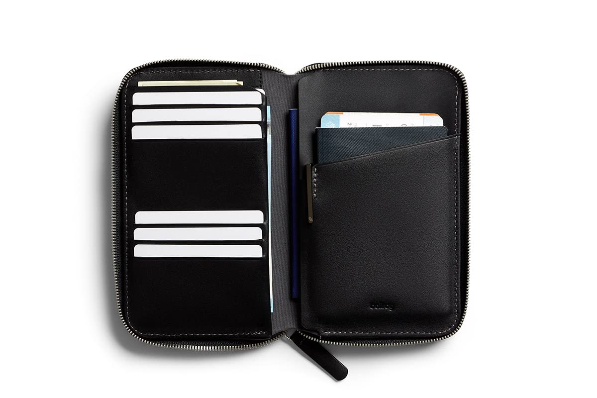 Bellroy Travel Folio - Premium Leather Passport & Document Holder for Men & Women - Slim RFID-Blocking Wallet for Travel Essentials - Perfect for Business Trips & Vacations (Black, Second Edition)