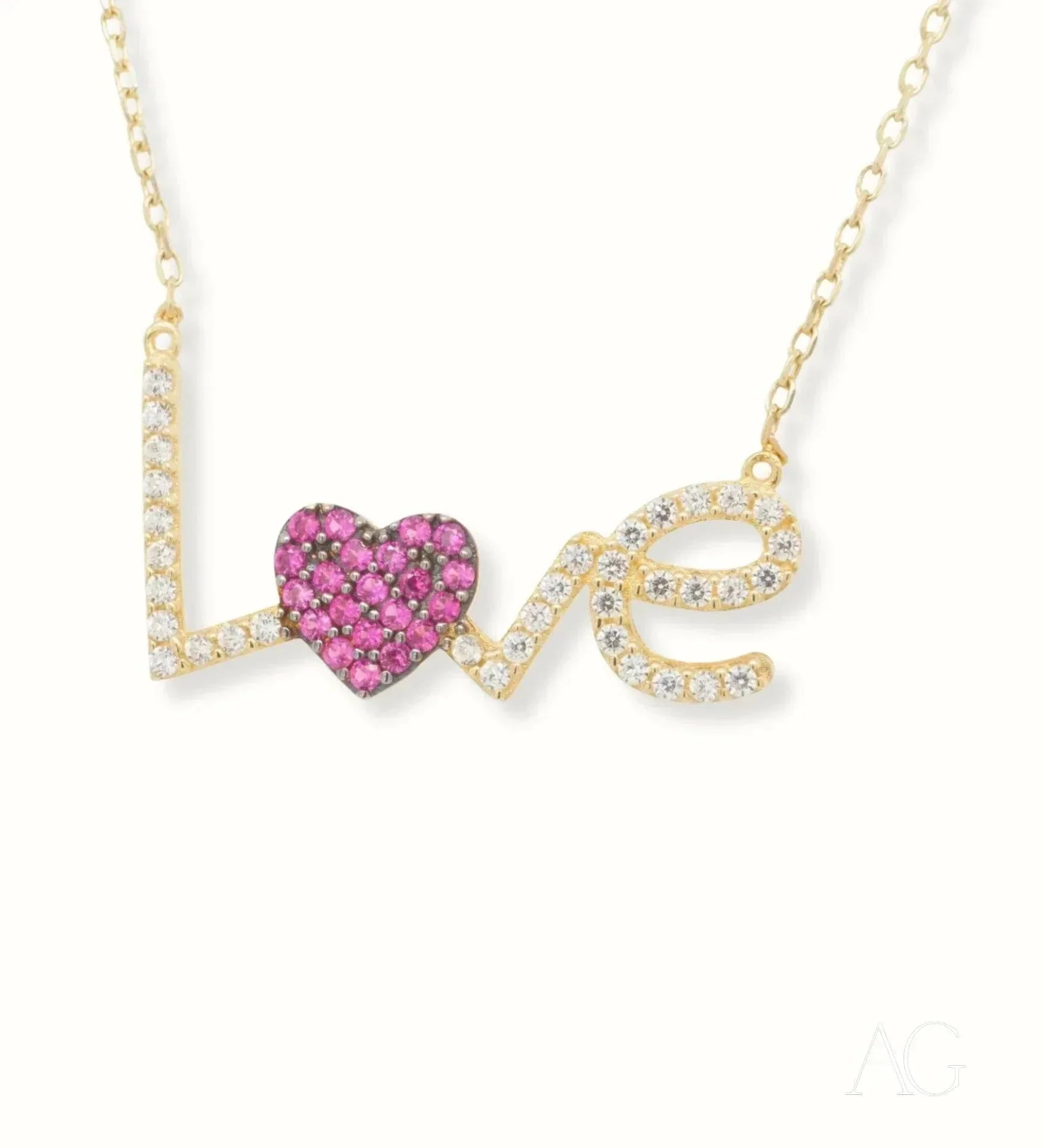 Sparkling Love Necklace for Women - 18k Gold Plated Cubic Zirconia Pendant - Perfect Gift for Anniversary, Valentine's Day & Romantic Occasions