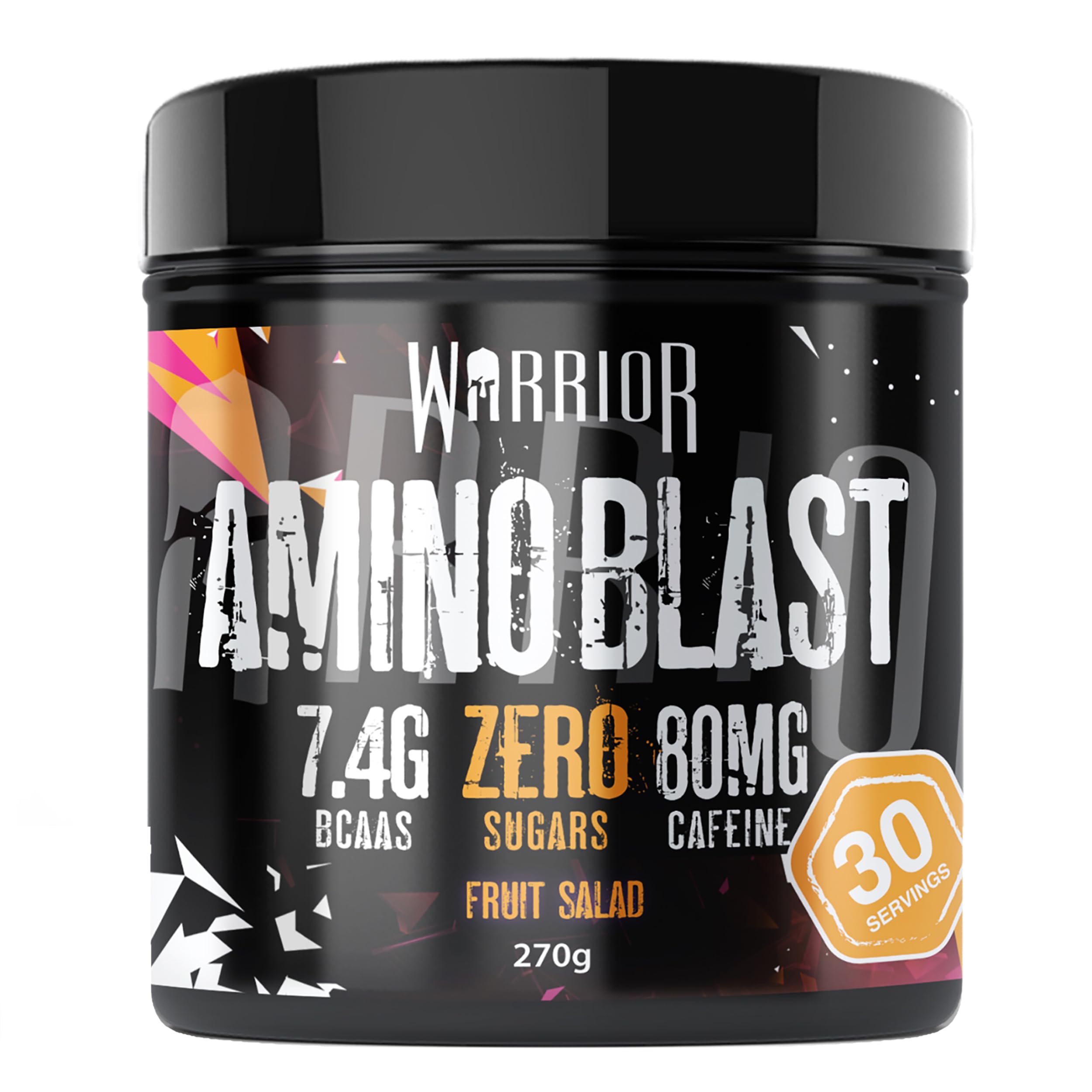 Warrior Amino Blast 270g BCAA Powder - Branched Chain Amino Acids Supplement for Workout & Recovery | Energy Boosting Drink Mix | 30 Servings Fruit Salad Flavor | Pre, Intra & Post Workout Nutrition