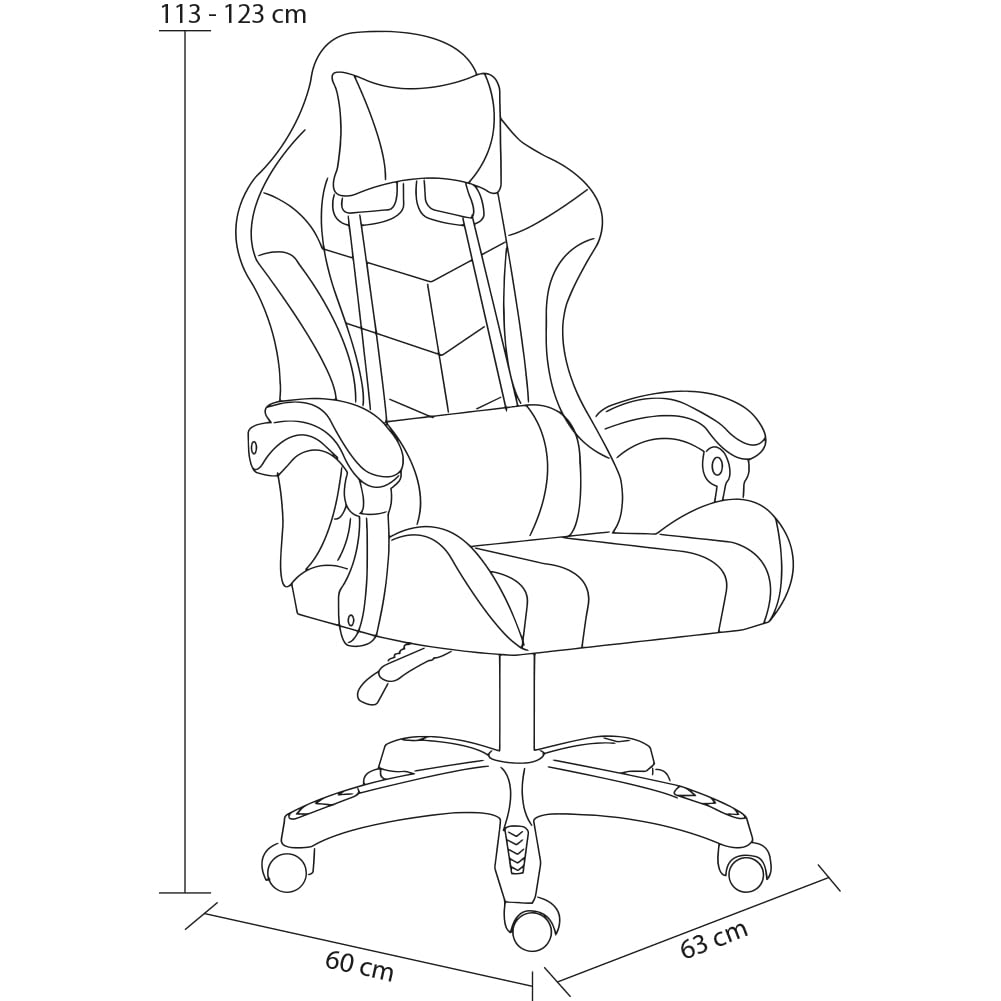 BAKAJI Ergonomic Gaming Chair - Faux Leather Office Chair with Adjustable Lumbar Support, 360° Swivel & Reclining Backrest - Height Adjustable with 5-Wheel Base (Black) - Perfect for Esports, Home Office & Computer Workstations