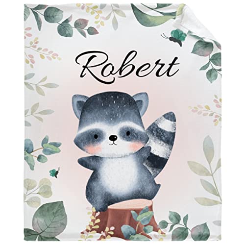 Custom Raccoon Throw Blanket Personalized with Name - 60
