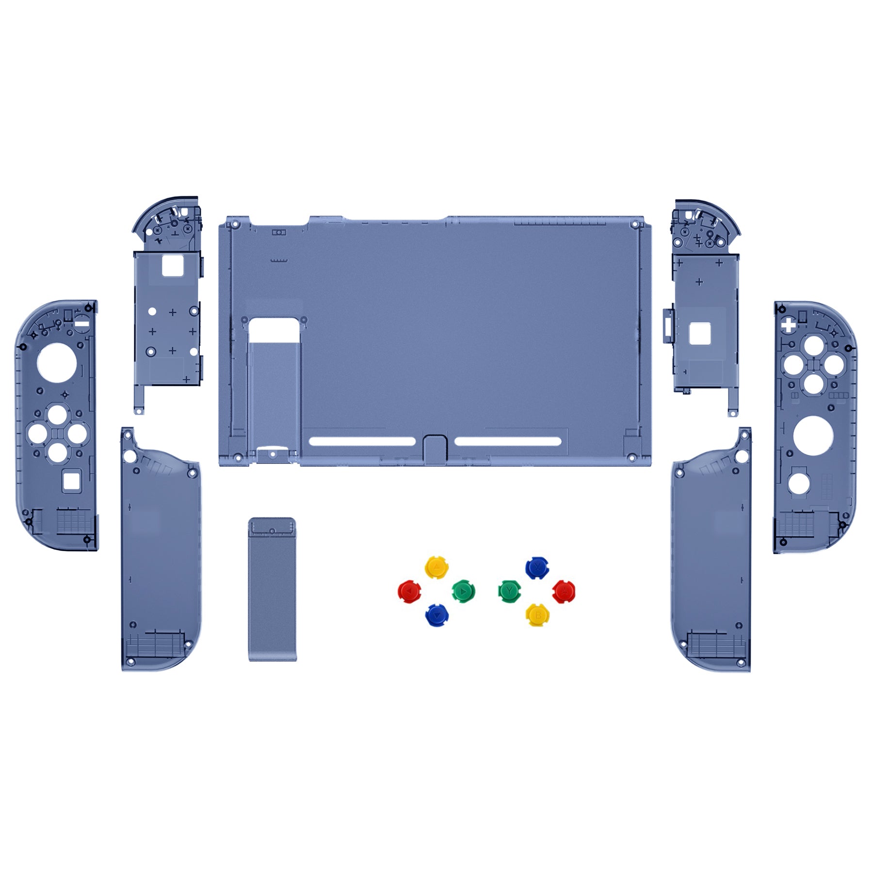 eXtremeRate Clear Deep Ocean Blue Back Plate Replacement Shell for Nintendo Switch & Joy-Con Controllers - Full Set Buttons Included - DIY Customization for Gaming Enthusiasts | Perfect for Console Modding and Controller Upgrades