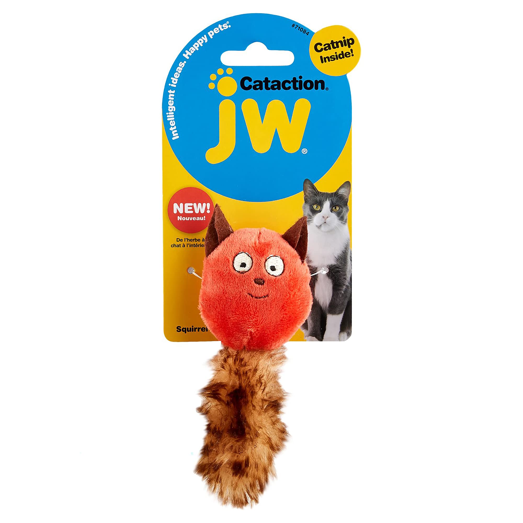 JW Cataction Catnip Squirrel Toy - Colorful Interactive Cat Toy with Natural Catnip - Perfect for Playtime, Exercise & Mental Stimulation for Indoor Cats