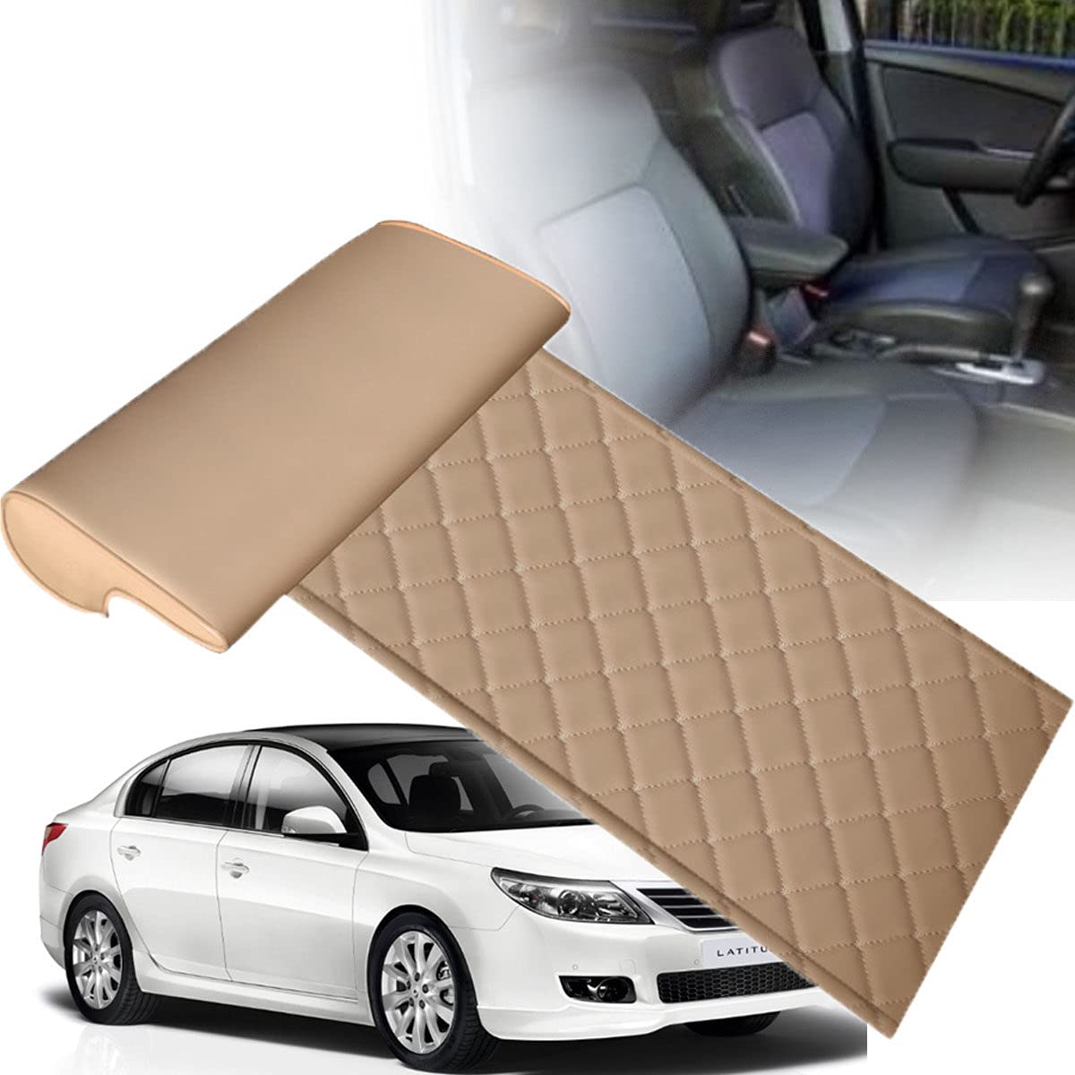 **Car Leg Support Pillow for Long-Distance Driving – Comfortable Elevated Leg Rest Cushion with Beige Diamond Design | Relieves Leg Pain & Improves Posture | Perfect for Road Trips, Commuting & Travel**
