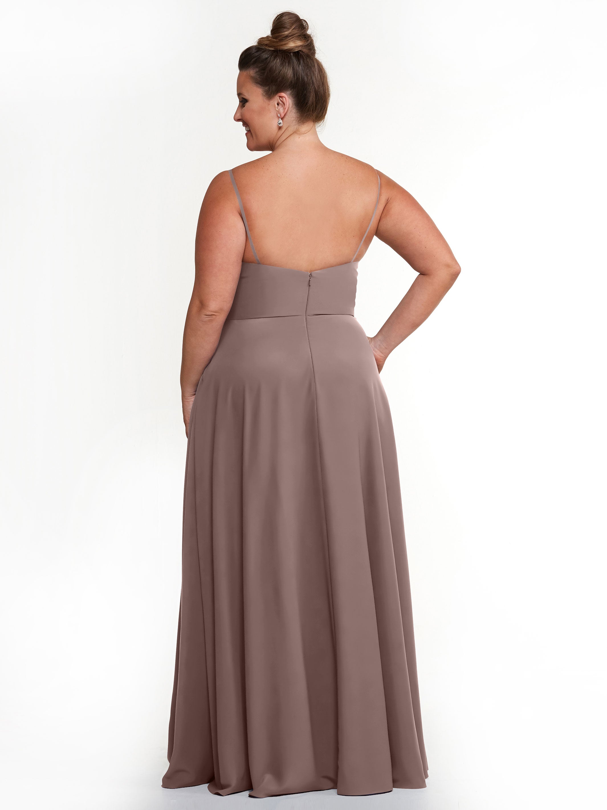 Elegant 83012 Flowy Stretch Chiffon A-Line Bridesmaid Dress with V-Neck - Perfect for Weddings, Parties & Formal Events
