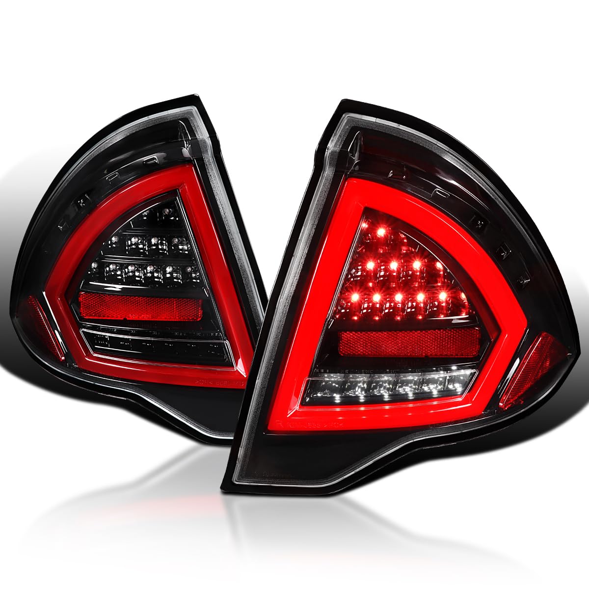 Spec-D Tuning Jet Black Housing Red LED Bar Tail Lights Pair for 2010-2012 Ford Fusion - Left & Right Assembly - Upgrade Your Car's Rear Style for Night Driving & Enhanced Visibility