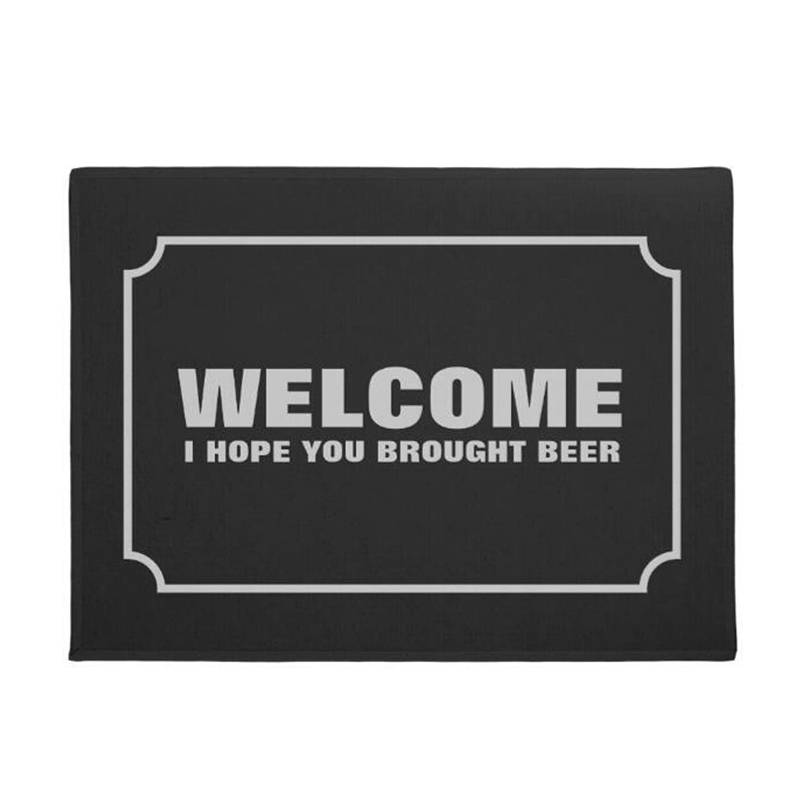 DUO ER Welcome I Hope You Brought Beer Doormat - Funny Beer Lover Gift, 45x75cm Black & White Printed Rubber Entrance Mat for Home, Bar or Man Cave - Perfect for Front Door, Patio & Brewery Decor