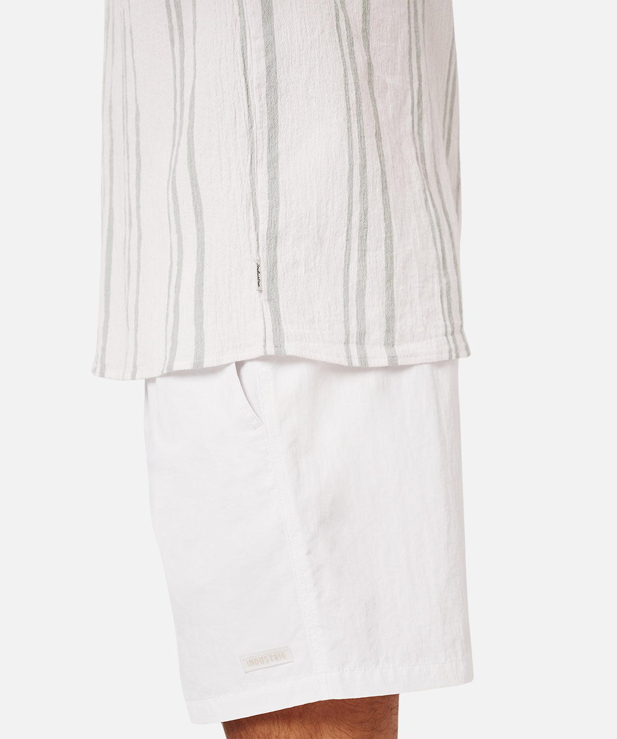 Stylish Striped Magna Short Sleeve Shirt for Men - Off White & Sage Green Casual Wear | Perfect for Summer Outfits, Beach Vacations & Weekend Getaways