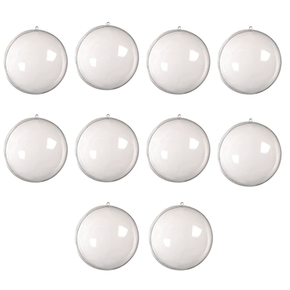 10 Pack 12cm Clear Plastic Fillable Ornaments - DIY Christmas Tree Decorations, Transparent Craft Baubles for Holiday, Wedding & Party (Great for Gift Wrapping, Home Decor & New Year's Celebration)