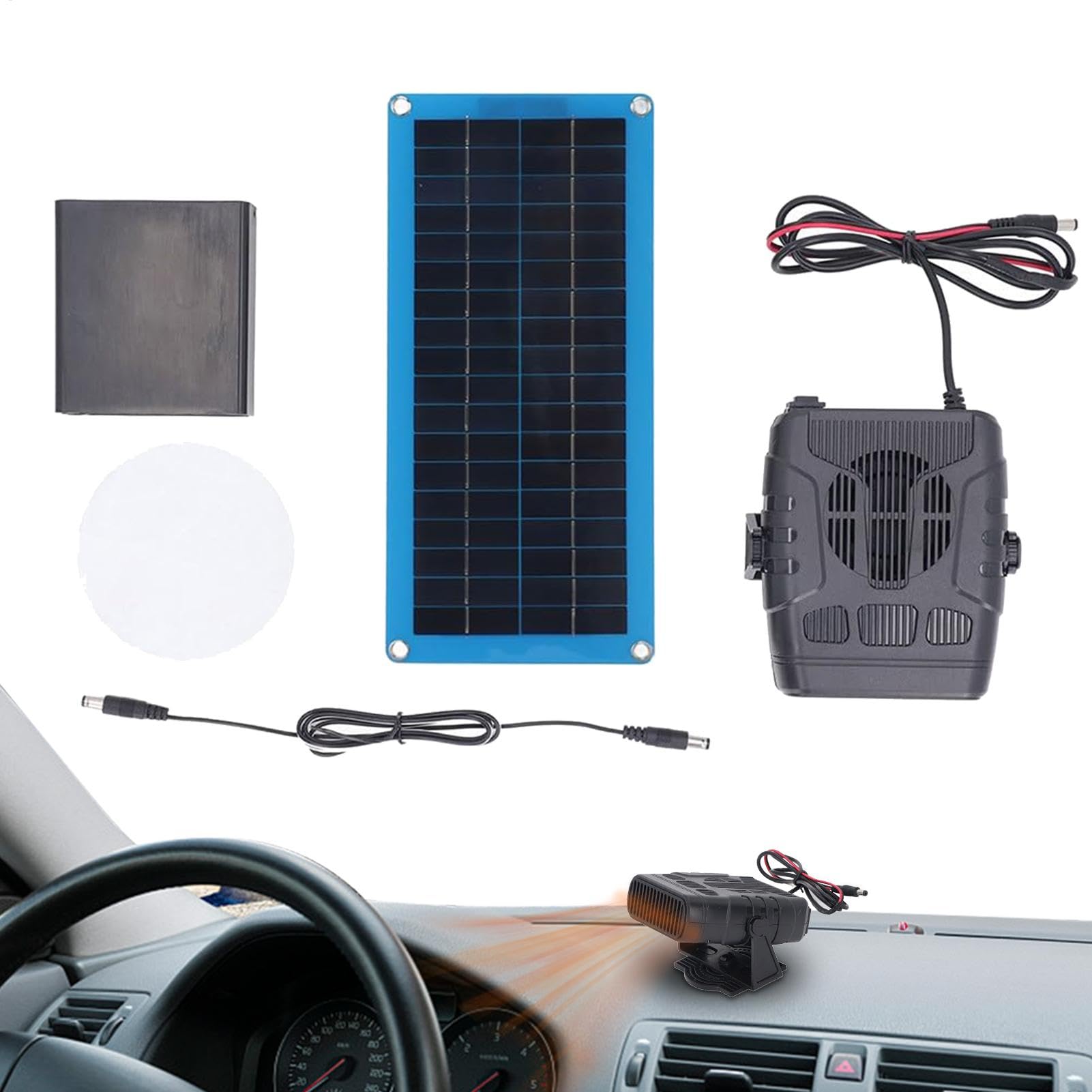 30W Solar Panel Greenhouse Heater Kit - Solar Powered Chicken Coop Warmer & Portable Car Heater - Winter Poultry & Pet House Heating Solution for Outdoor Use - Perfect for Greenhouses, Barns, and Cold Weather Protection