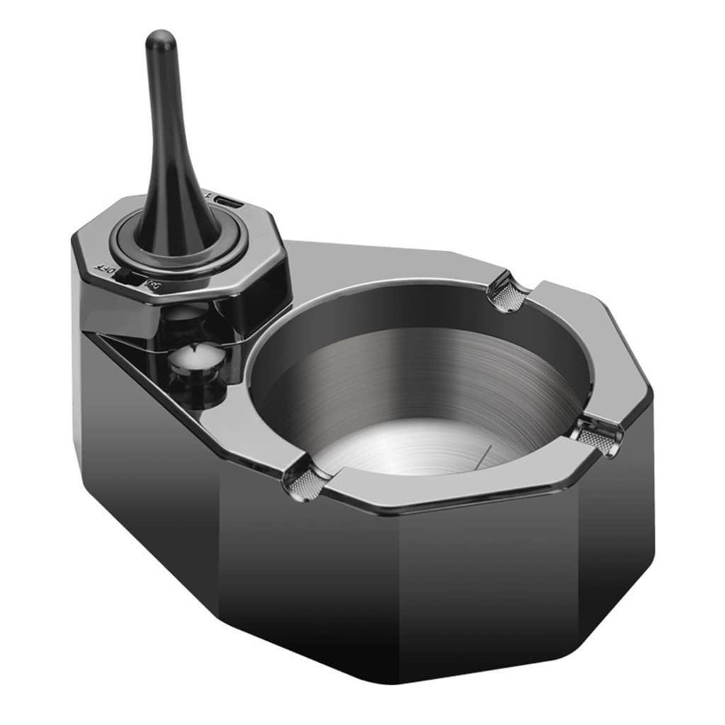 Vintage Stainless Steel Ashtray with Rechargeable Lighter - 10,000 Strike Oil-Electric Hybrid Permanent Match, Multi-Functional Cigar & Cigarette Accessory - Perfect Gift for Men, Father's Day, Husband, Boyfriend - Ideal for Home, Office, Outdoor Smoking & Gifting
