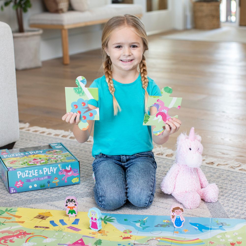 Peaceable Kingdom Fantasy Funland Puzzle & Play Set – Interactive Jigsaw Puzzle for Kids, Family Game Night & Educational Playtime